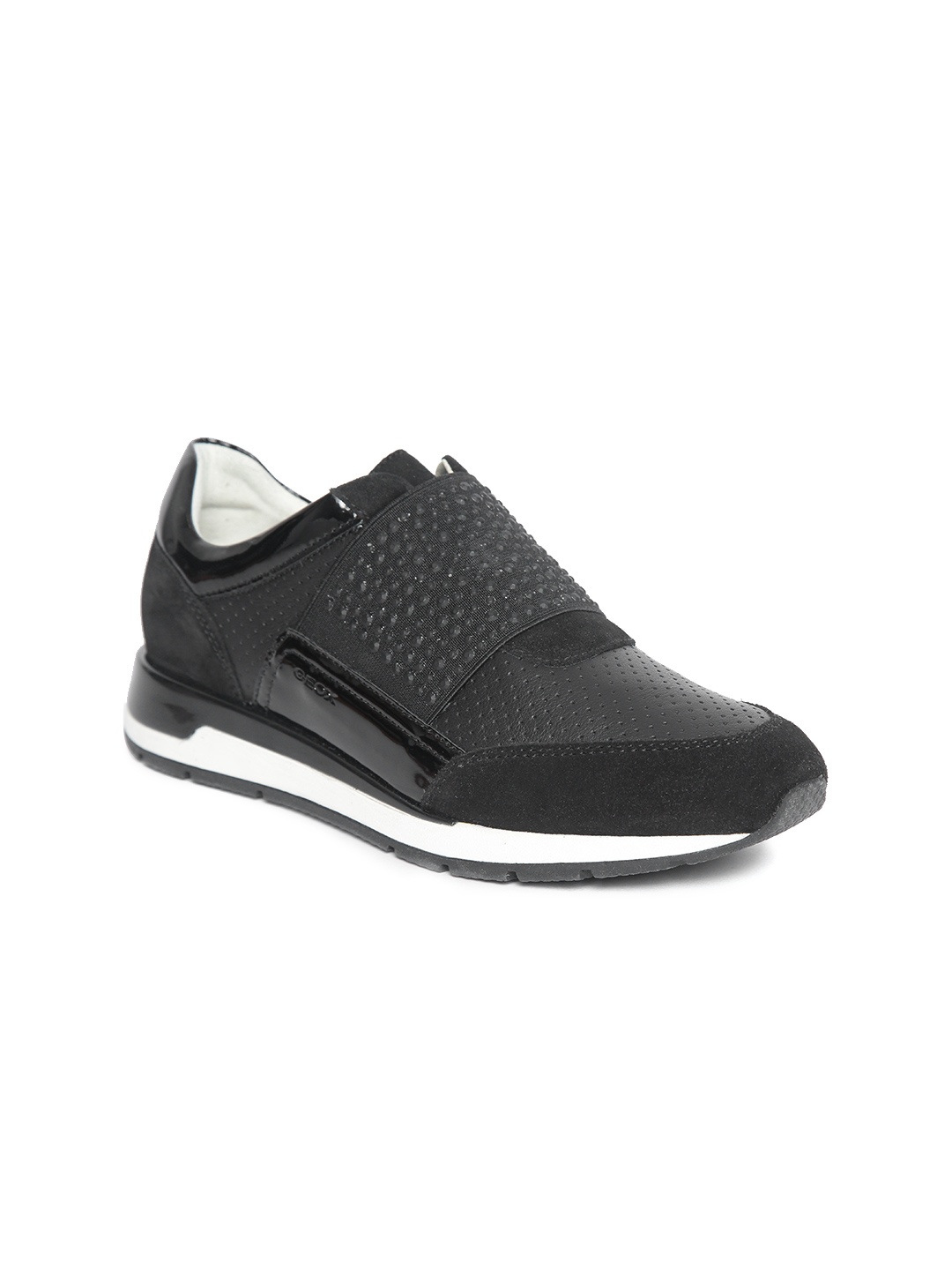 

Geox Women Black Leather Perforated Slip-On Sneakers