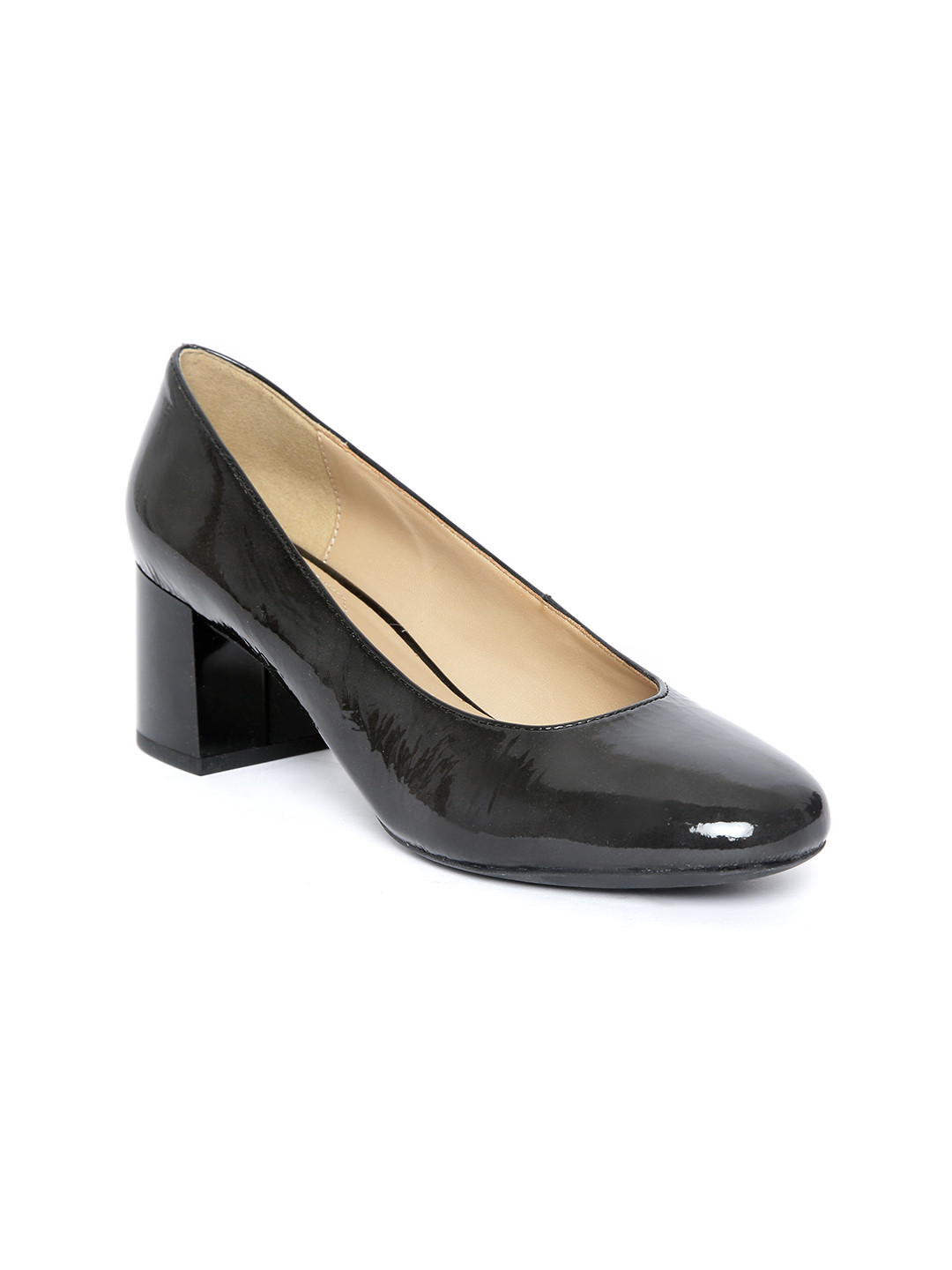

Geox Women Black Solid Leather Pumps