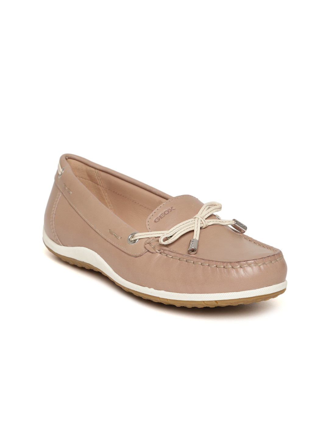 

Geox Women Light Brown Solid Leather Boat Shoes