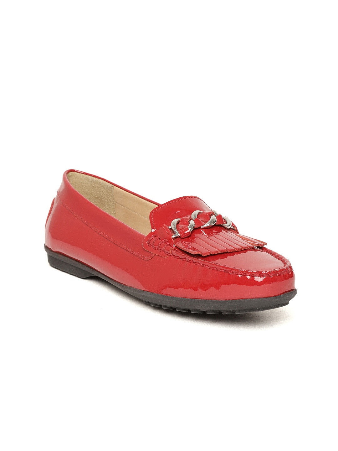 

Geox Women Red Solid Leather Loafers