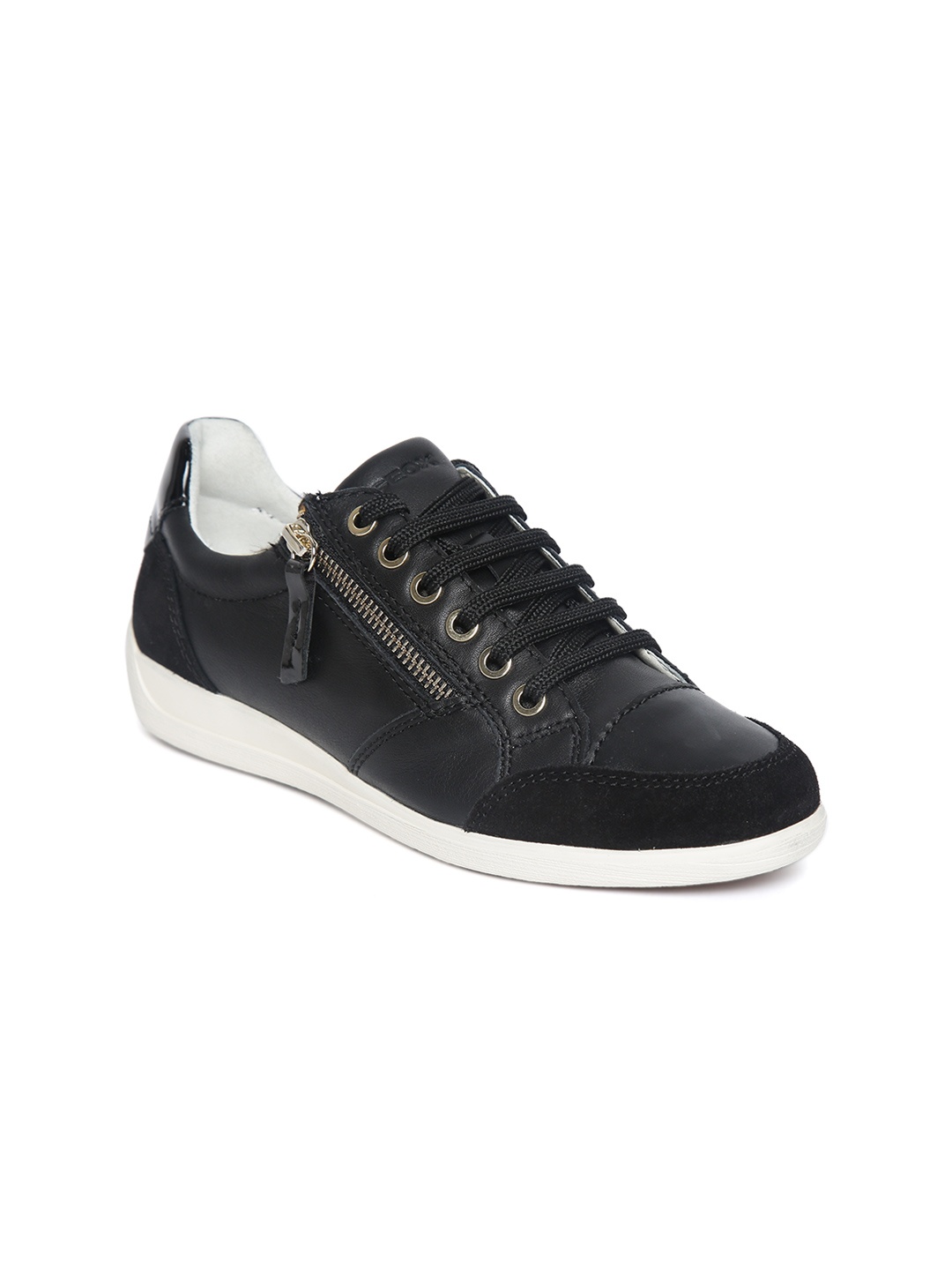 

Geox Women Black Leather Sneakers