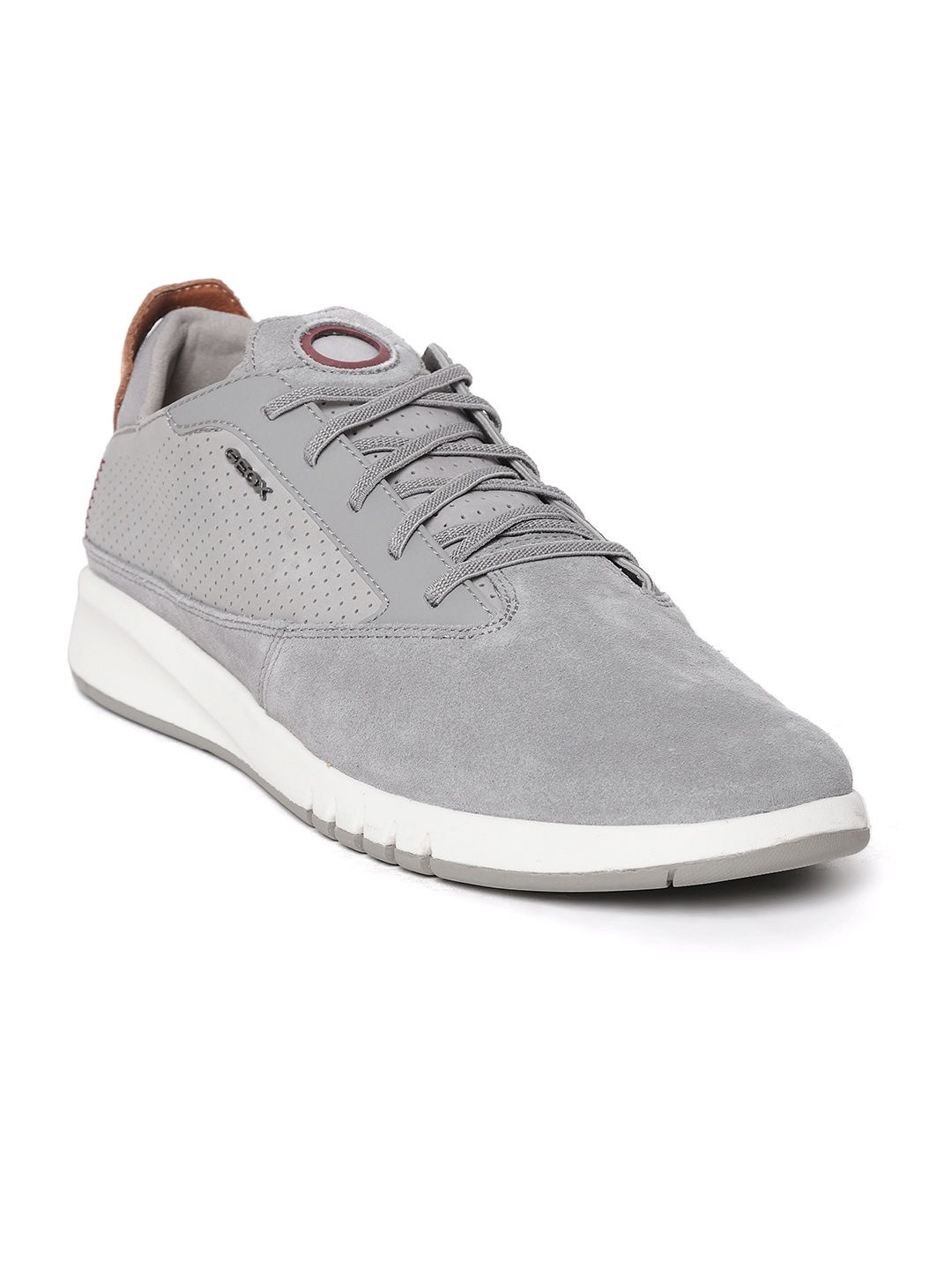 

Geox Men Grey Suede Leather Sneakers with Perforation Detail