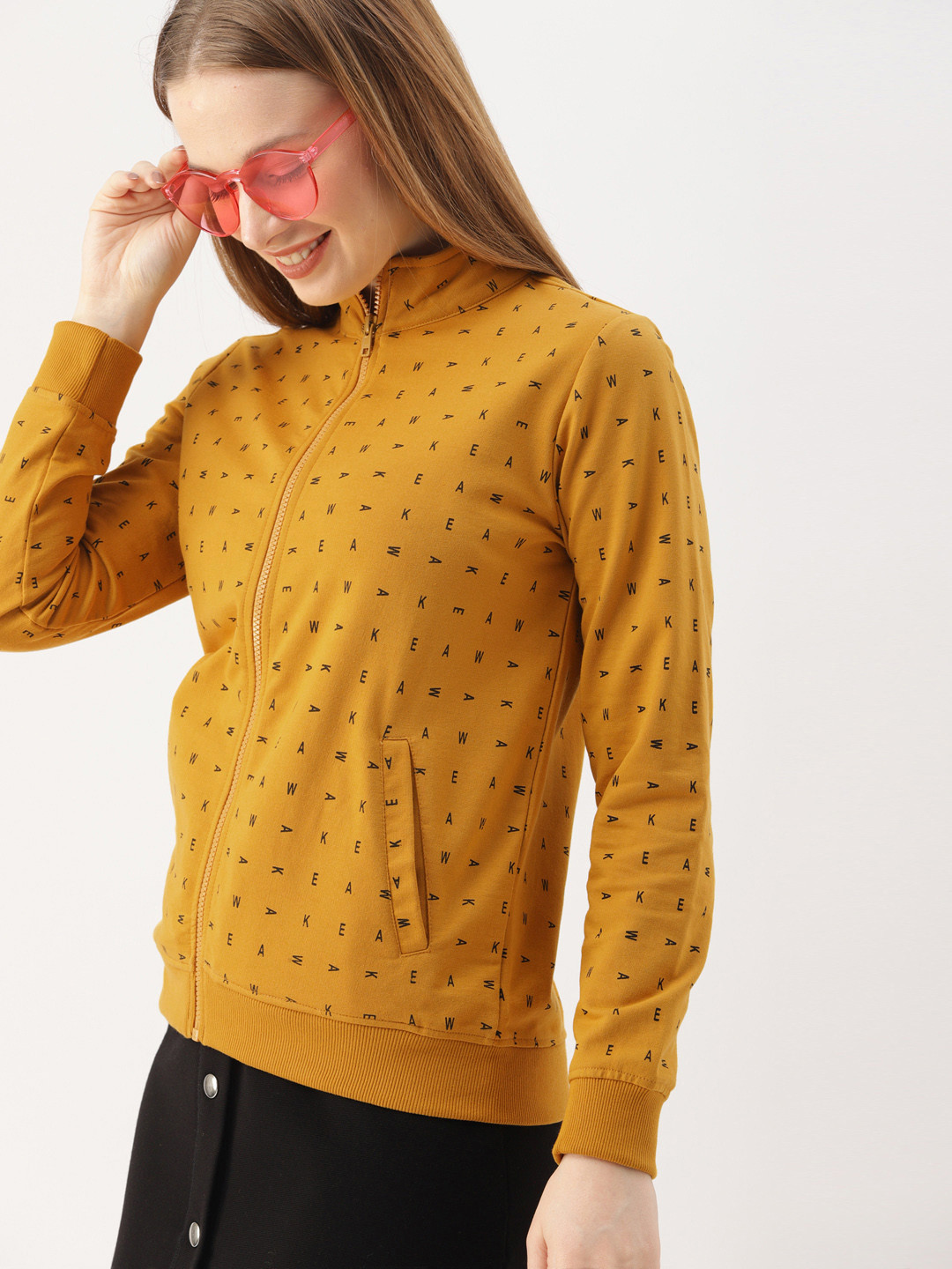

DressBerry Women Mustard Yellow Printed Sweatshirt