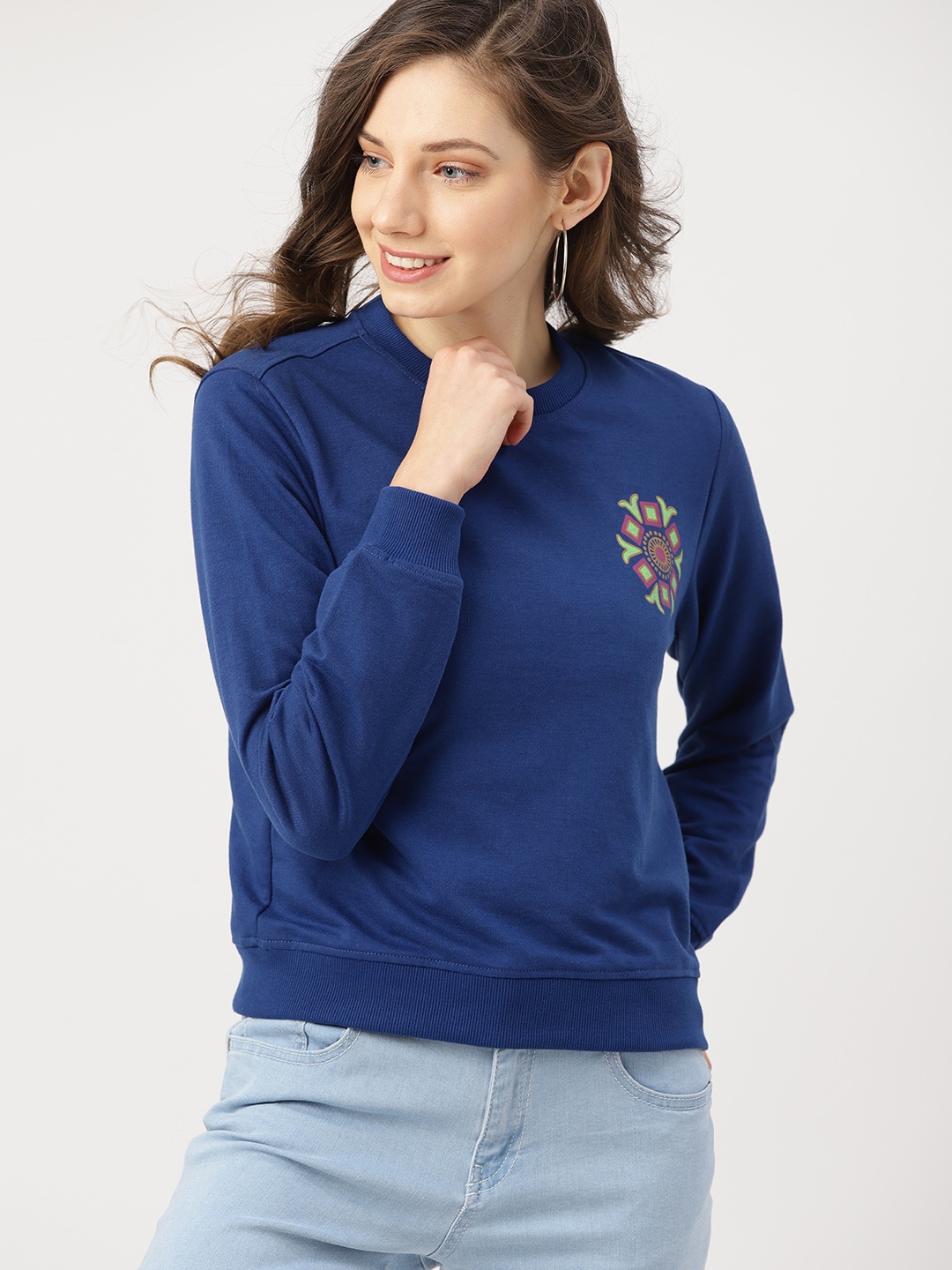 

DressBerry Women Blue Solid Sweatshirt