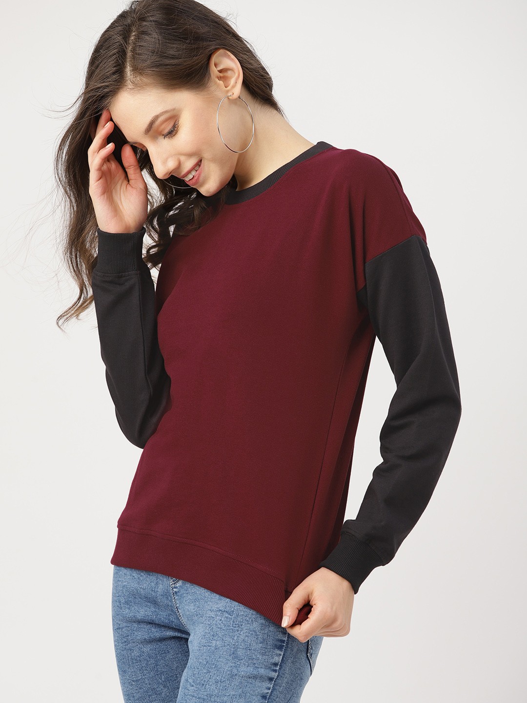 

DressBerry Women Maroon Solid Sweatshirt