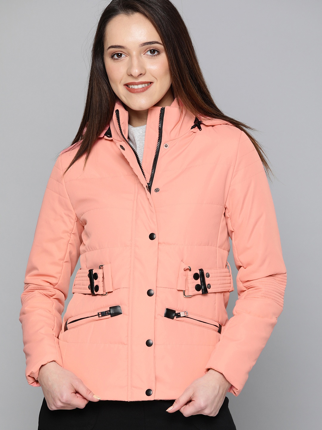

HERE&NOW Women Pink Solid Puffer Jacket