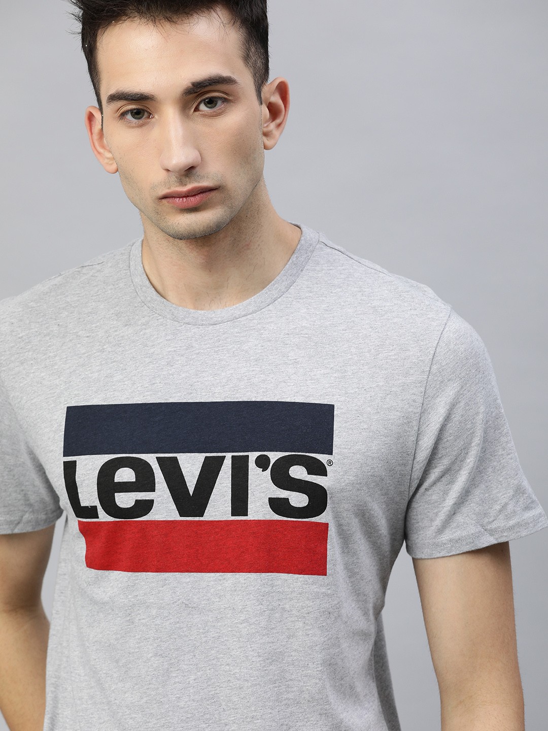 

Levis Men Grey Printed Round Neck Pure Cotton T-shirt