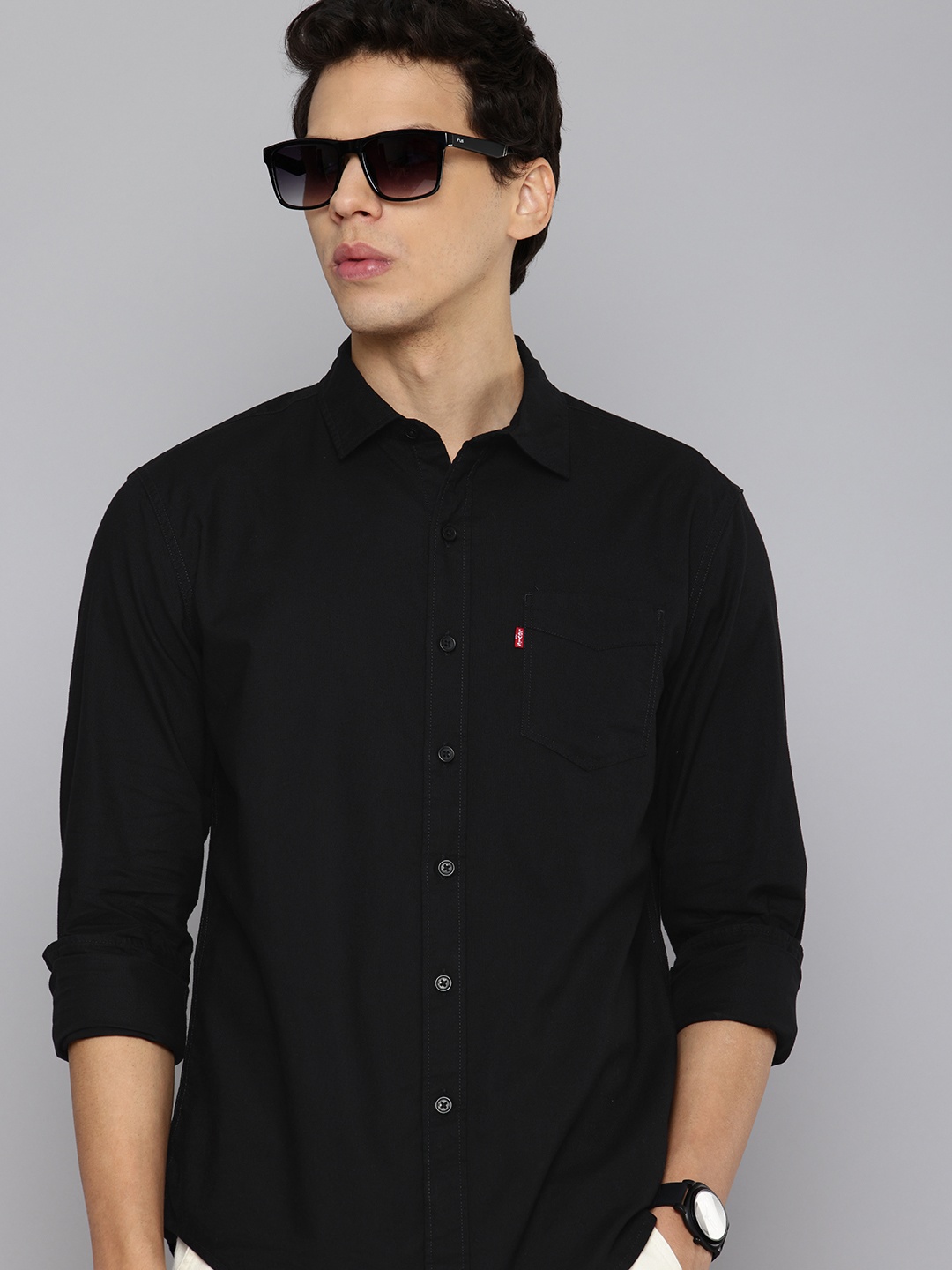 

Levis Slim Fit Pure Cotton Casual Shirt, Black