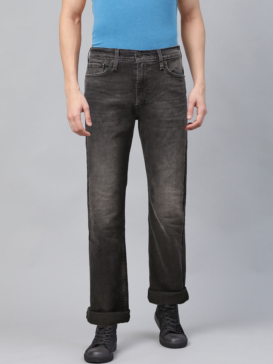 

Levis Men Black Straight Fit Mid-Rise Clean Look Stretchable Jeans 513