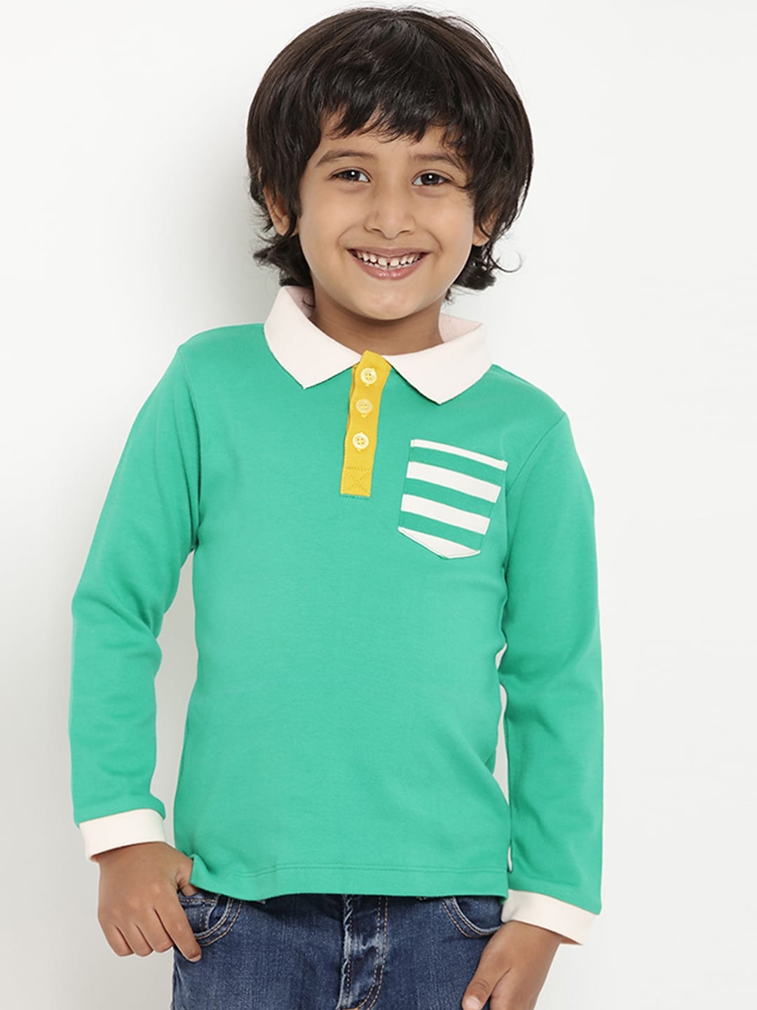 

berrytree Unisex Green Solid Organic Cotton Polo Collar Sustainable T-shirt