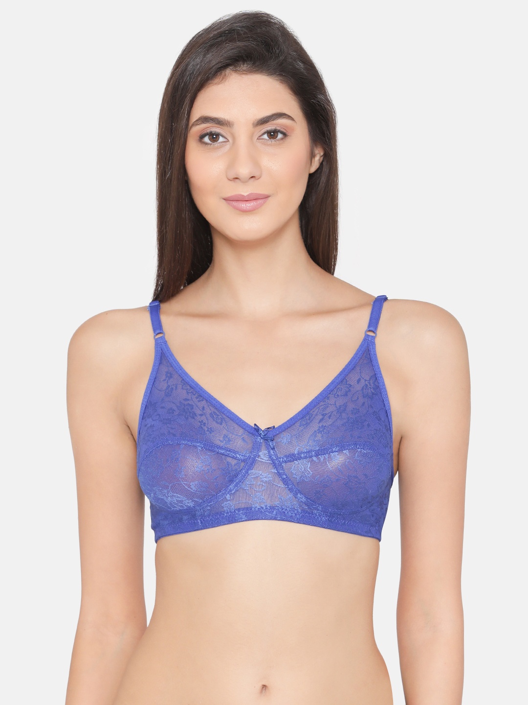 

Clovia Blue Full-Coverage Non Padded Lace Everyday Bra BR0181Q2140C