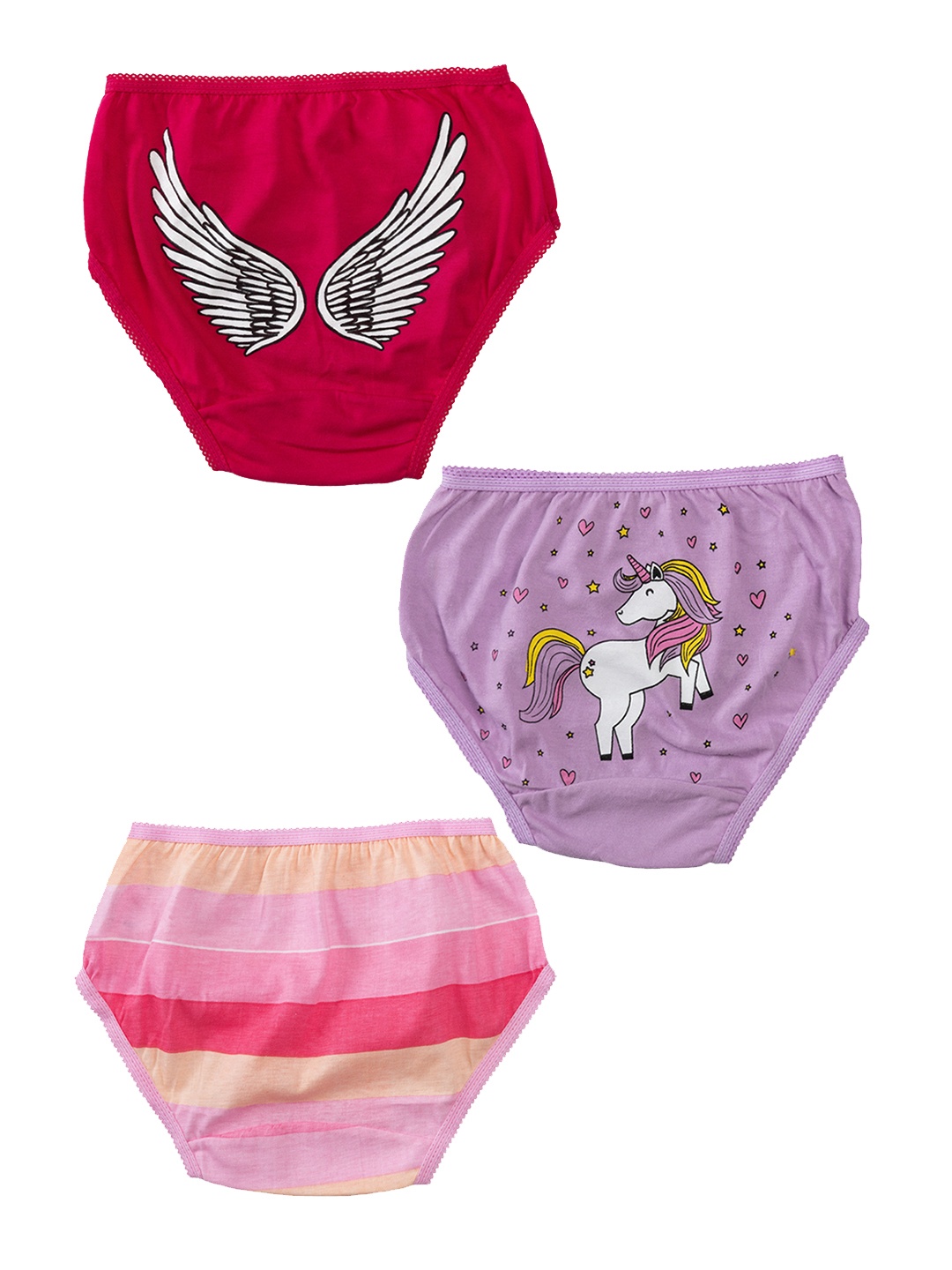 

You Got Plan B Girls Multicoloured Pack Of 3 Briefs UG-UnicornFever: 8-10, Multi