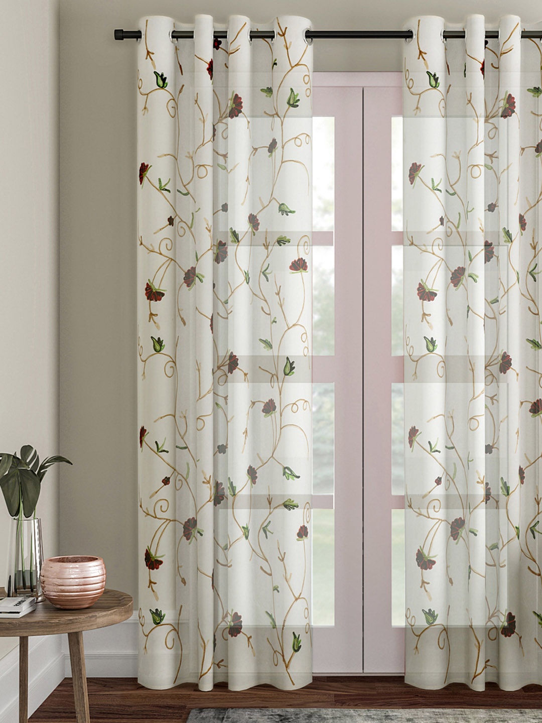 

Soumya Cream-Coloured Printed Single Long Door Curtain