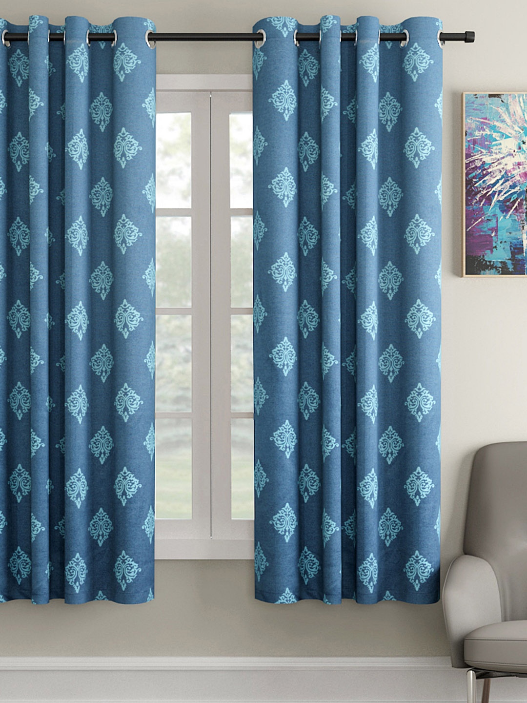 

Soumya Blue Single Window Curtain