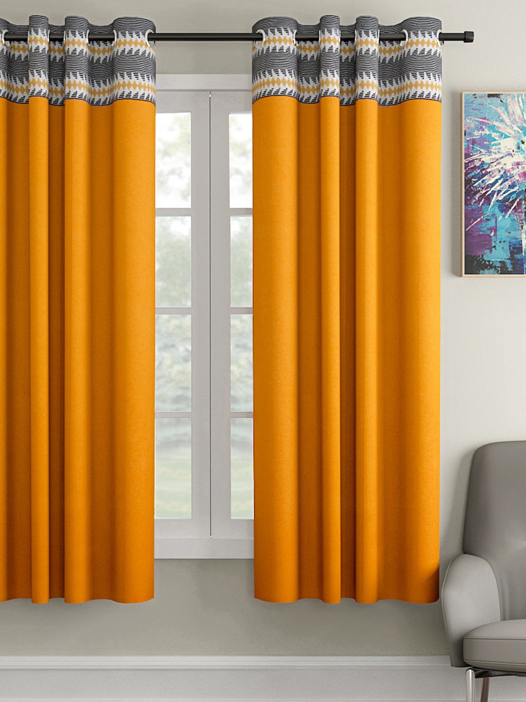 

Soumya Orange Single Window Curtain
