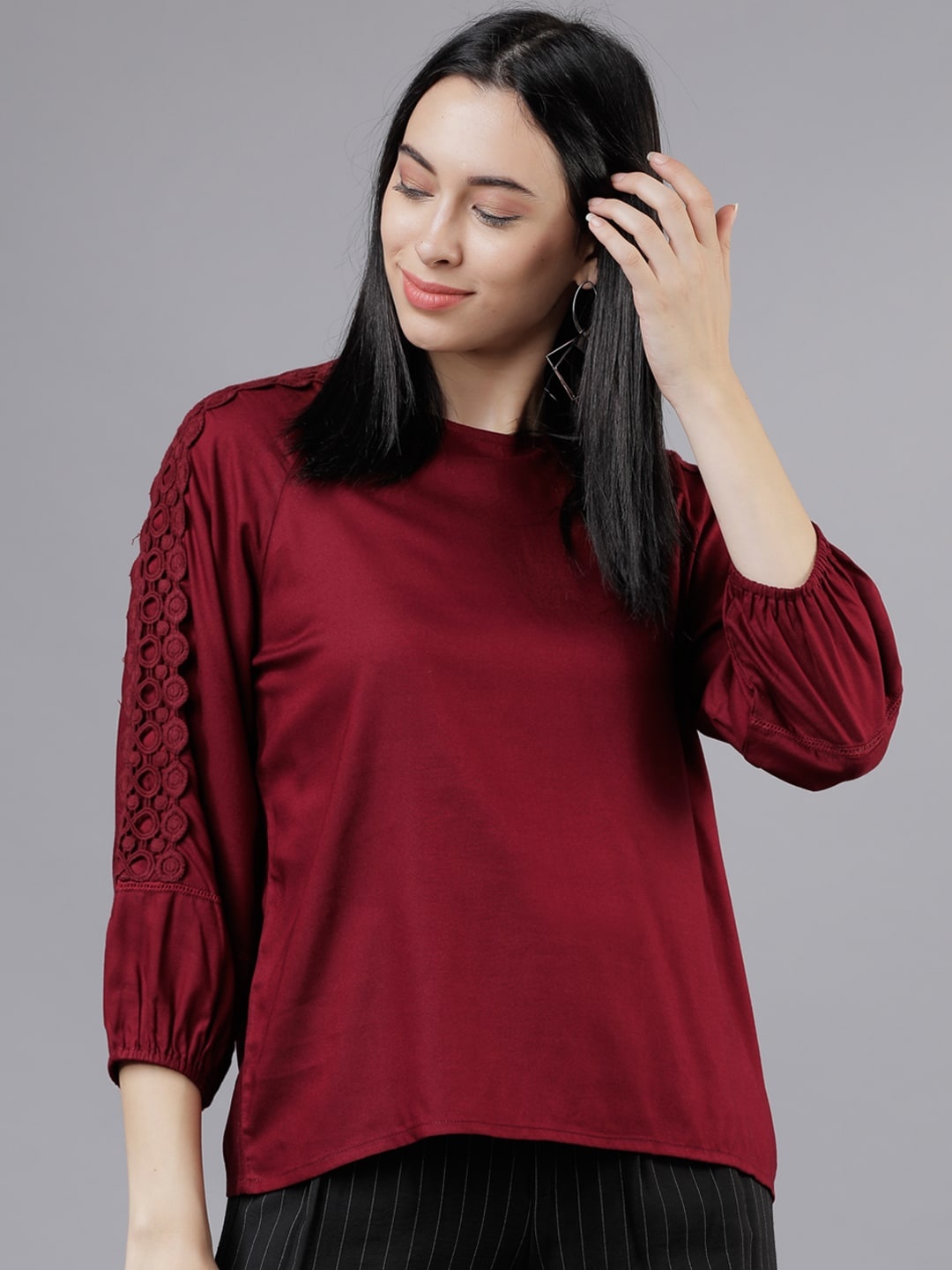 

Tokyo Talkies Women Maroon Solid Top