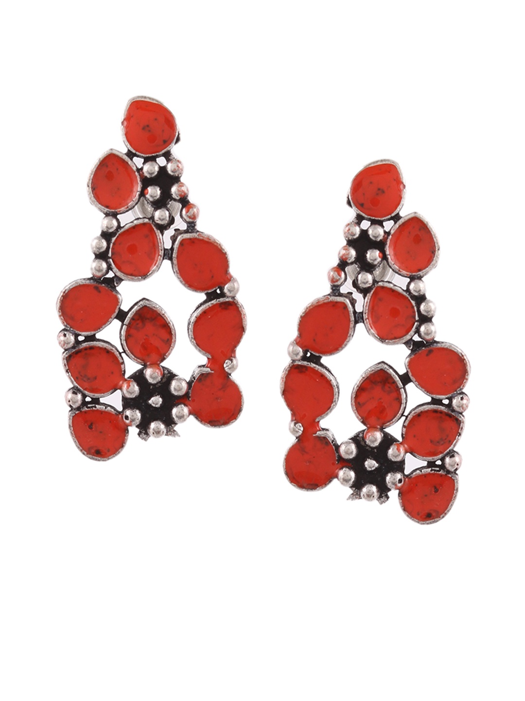 

Silvermerc Designs Silver-Plated & Red Classic Drop Earrings