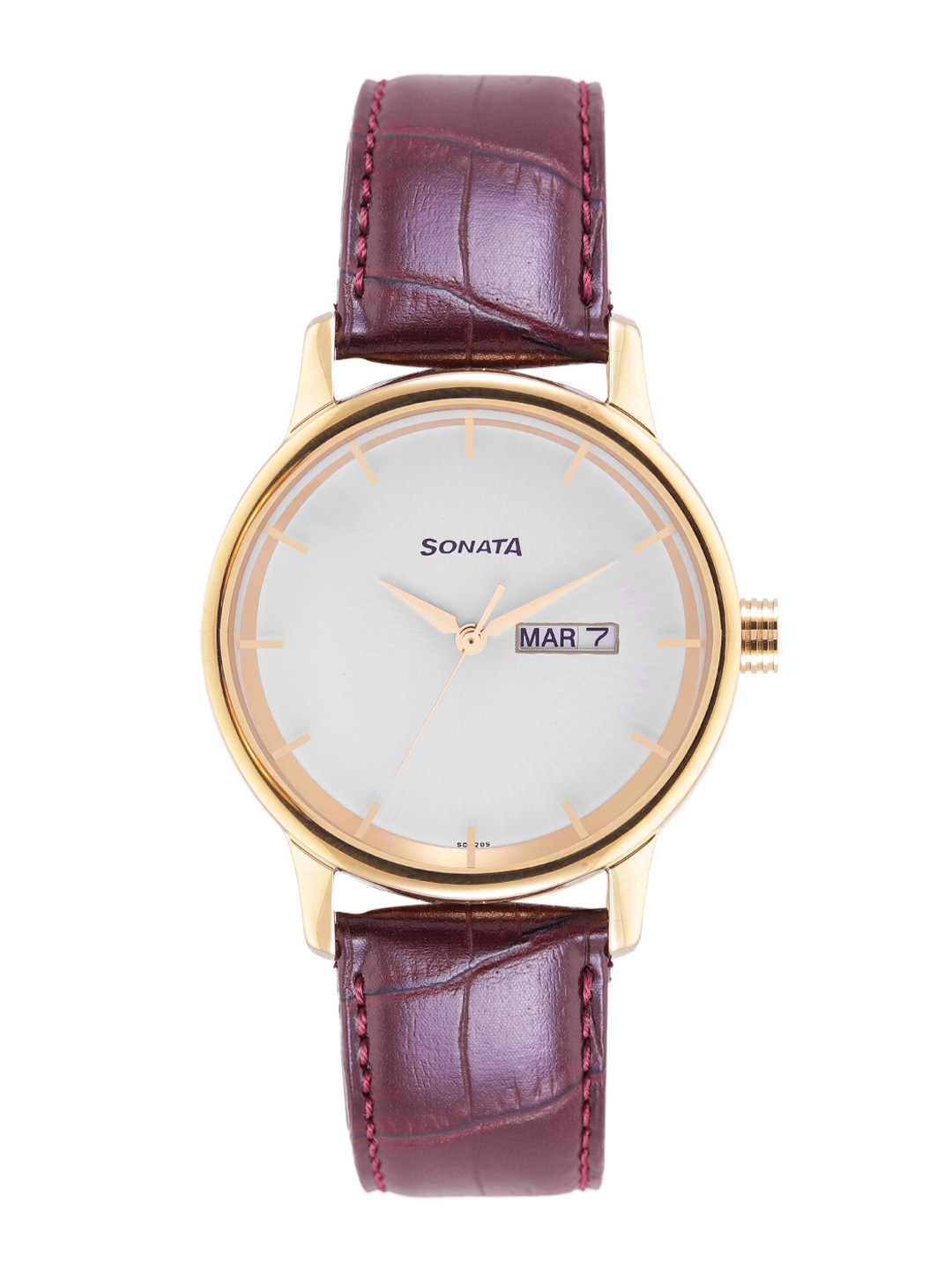 

Sonata Men White Leather Textured Straps Analogue Watch 7134YL02