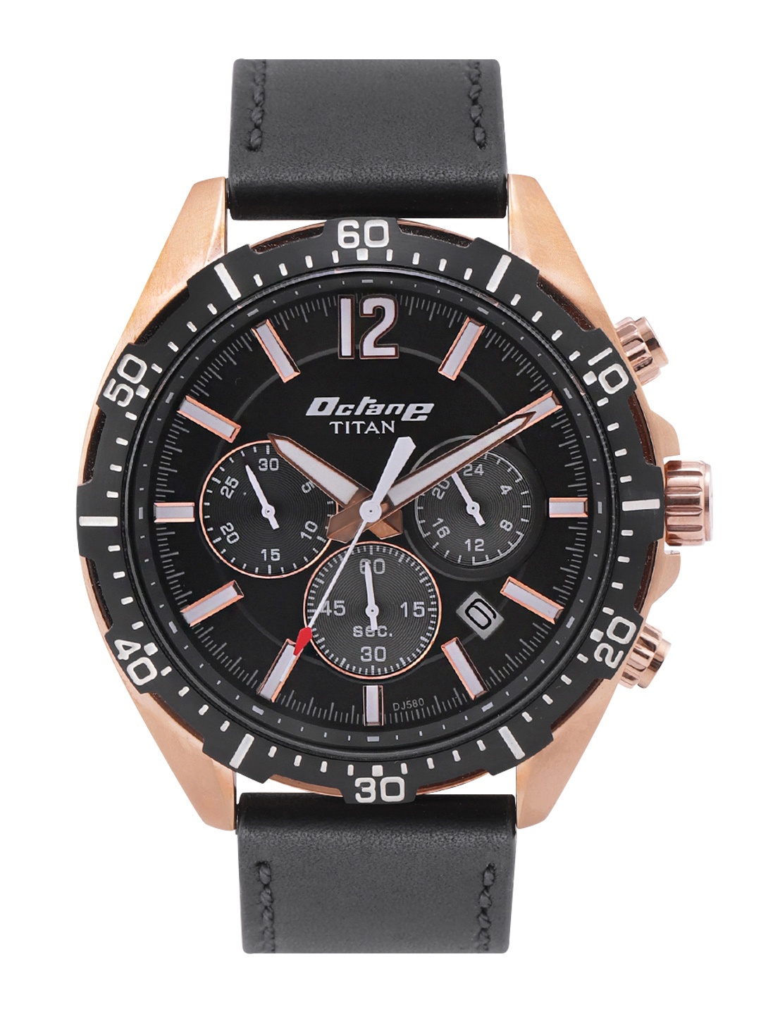 

Titan Men Leather Straps Analogue Chronograph Watch 90108KL01, Black