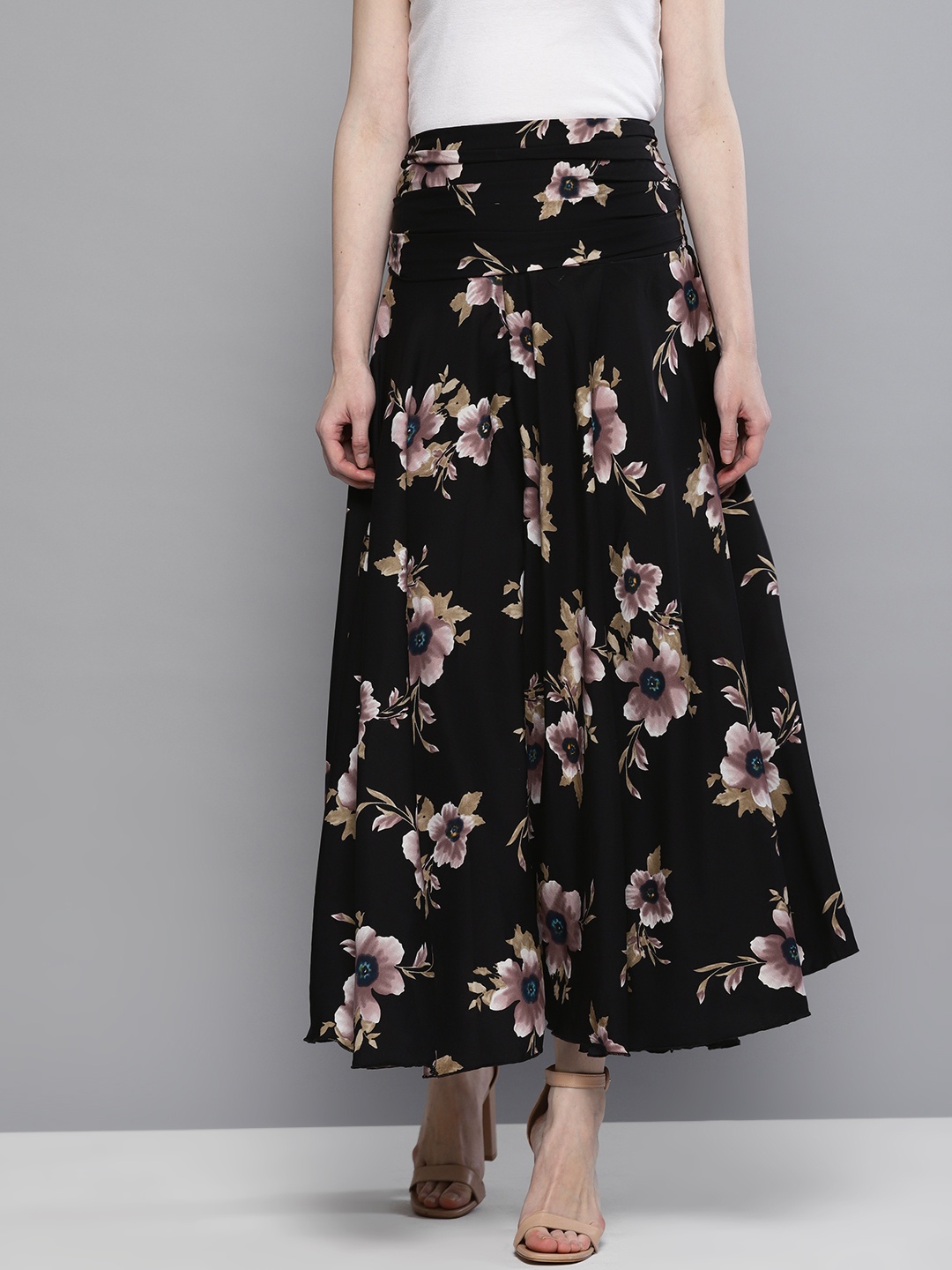 

Trend Arrest Women Black & Pink Printed Flared Palazzos