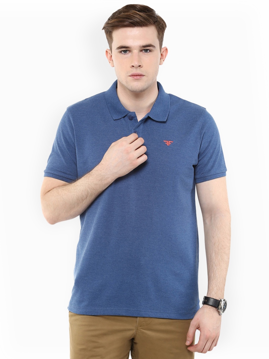 

Fame Forever by Lifestyle Men Blue Solid Polo Collar T-shirt