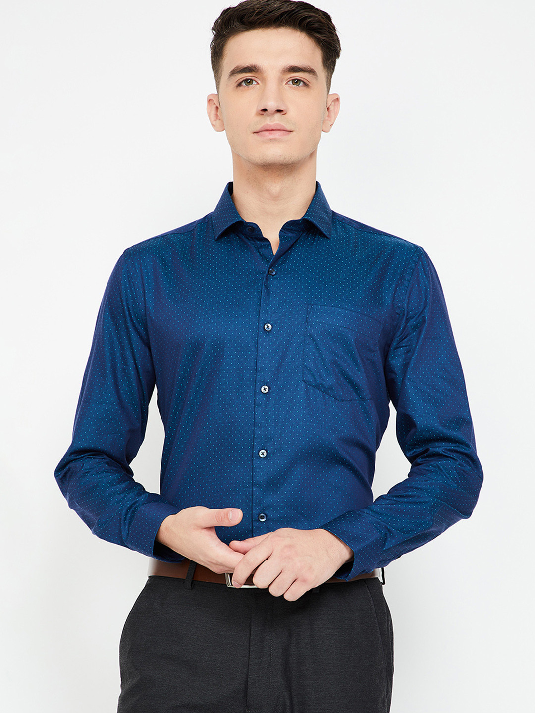 

CODE by Lifestyle Men Teal Blue Slim Fit Printed Formal Shirt