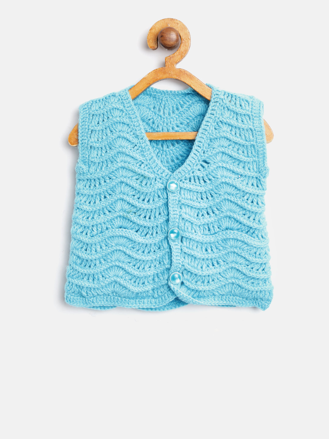 

CHUTPUT Kids Blue Self Design Open Knit Cardigan