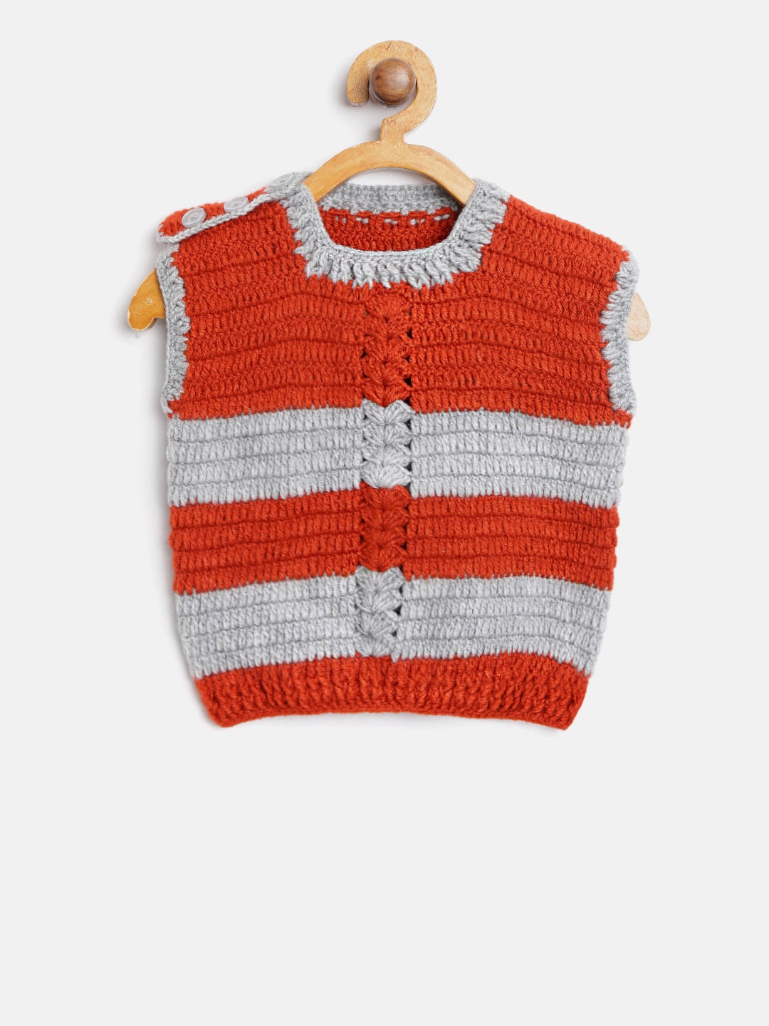 

CHUTPUT Kids Rust Orange & Grey Striped Sweater Vest