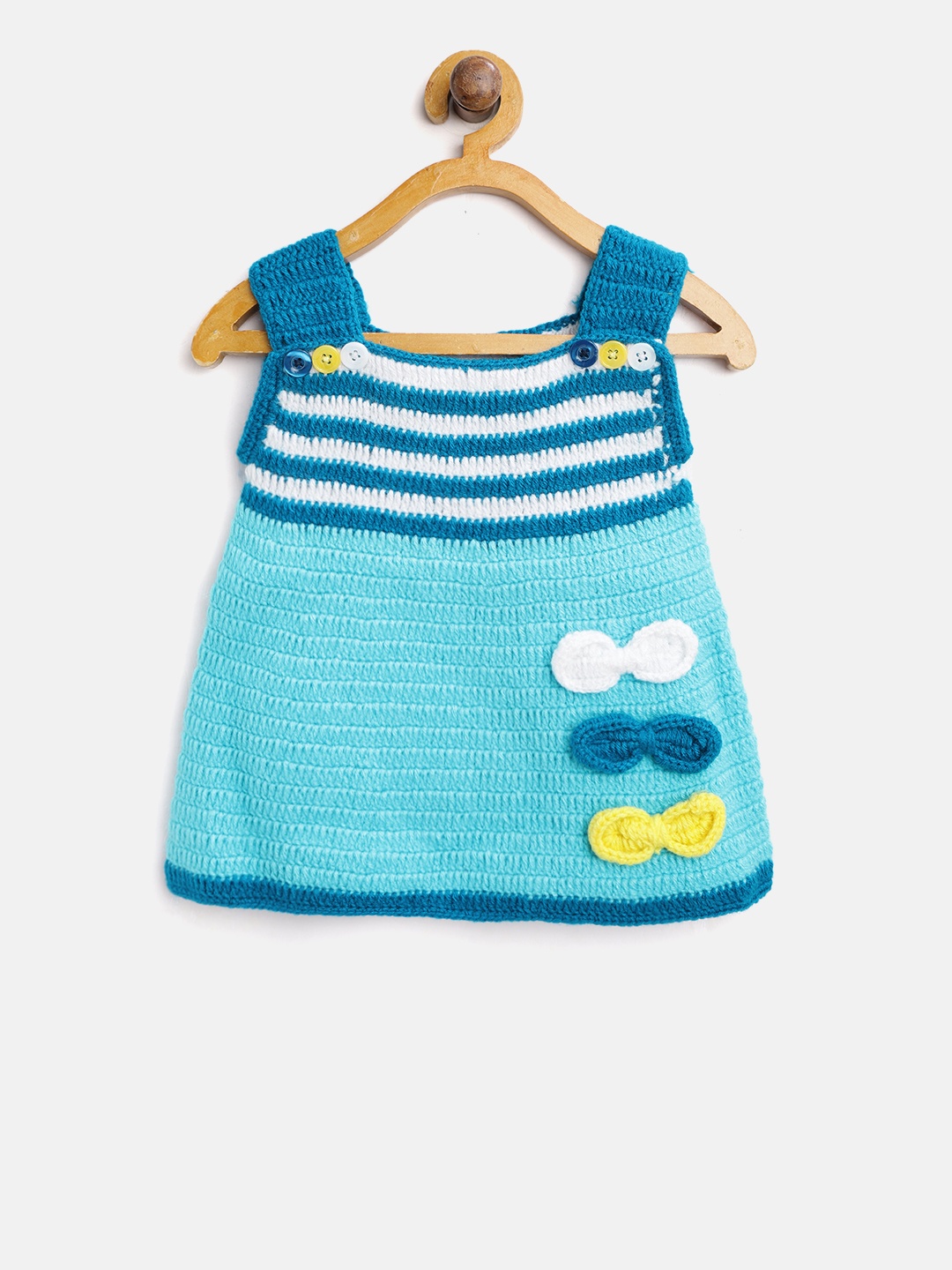 

CHUTPUT Girls Blue & White Striped A-Line Dress