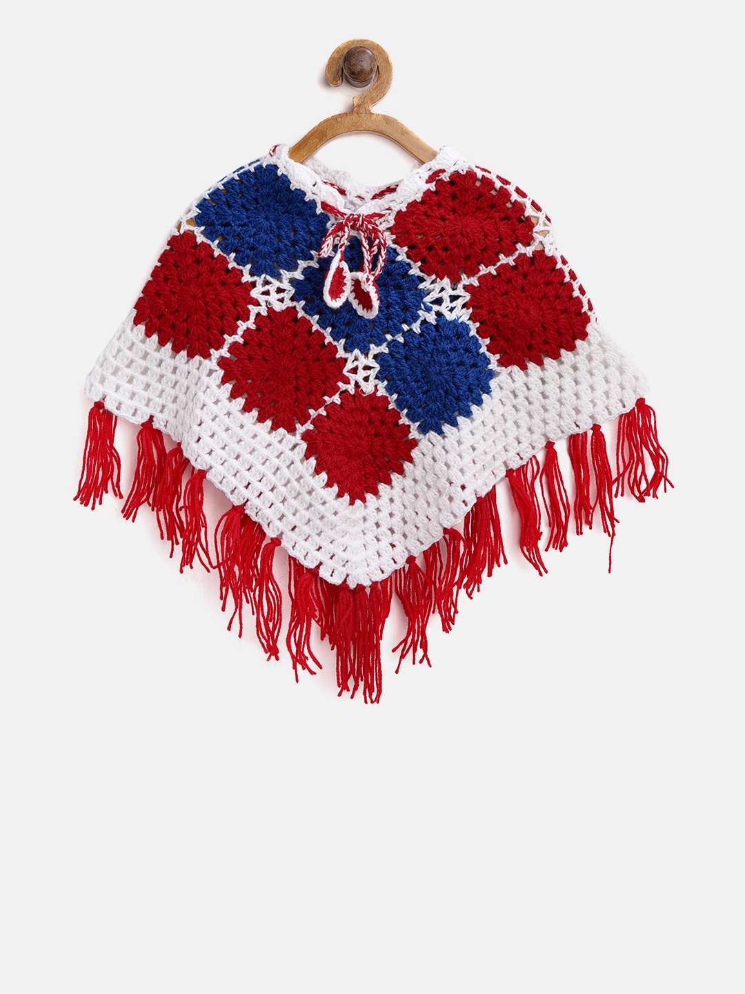 

CHUTPUT Girls Red & Blue Self Design Poncho