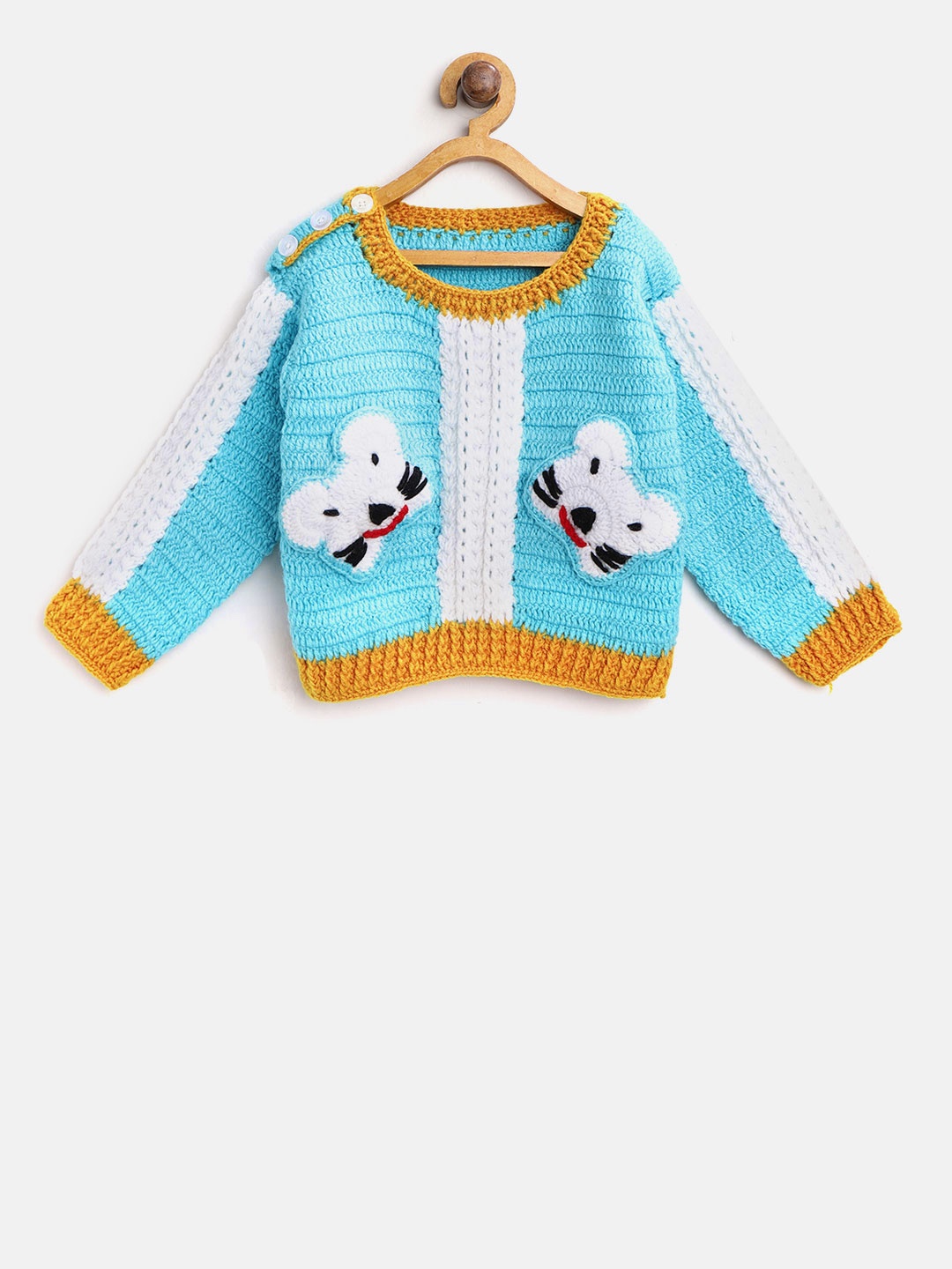 

CHUTPUT Kids Blue & White Self-Design Sweater