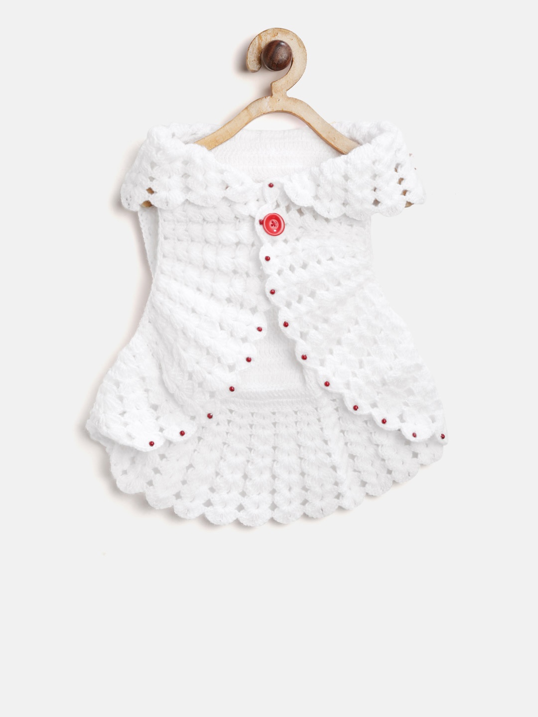 

CHUTPUT Girls White Self Design Button Shrug