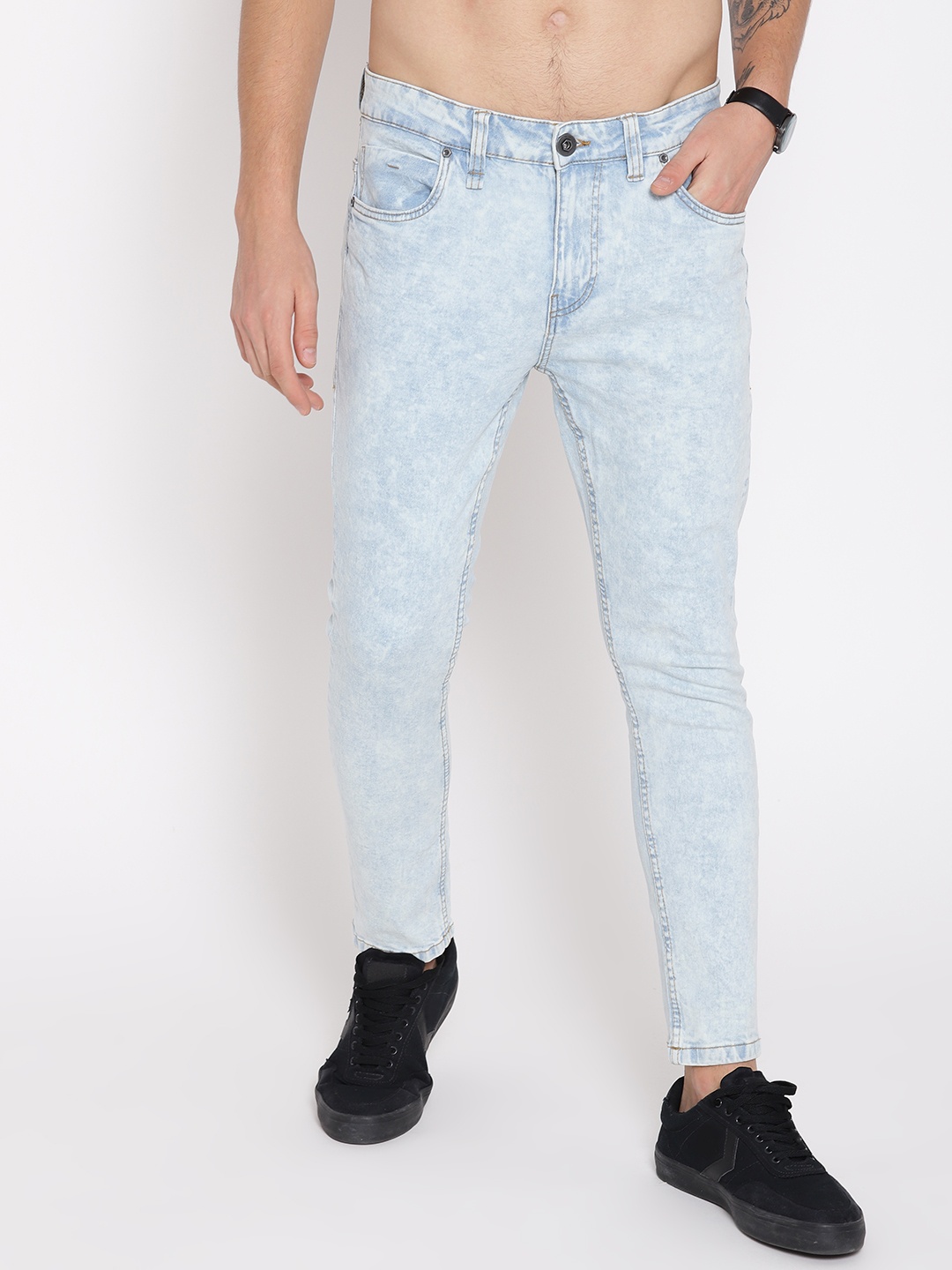 

The Roadster Lifestyle Co Men Blue Super Skinny Fit Mid-Rise Acid Wash Clean Look Stretchable Jeans