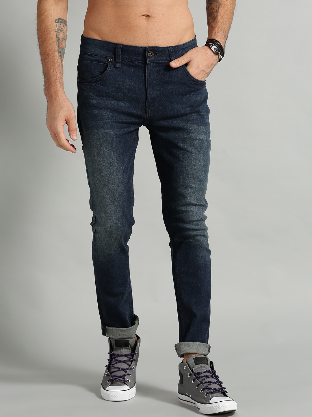 

Roadster Men Navy Blue Skinny Fit Mid-Rise Clean Look Stretchable Jeans