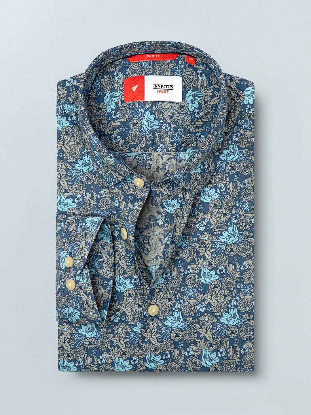 

INVICTUS Men Blue & Grey Slim Fit Printed Smart Casual Shirt