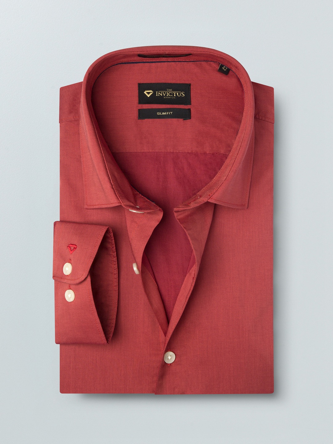 

INVICTUS Men Red Slim Fit Solid Supima Cotton Formal Shirt