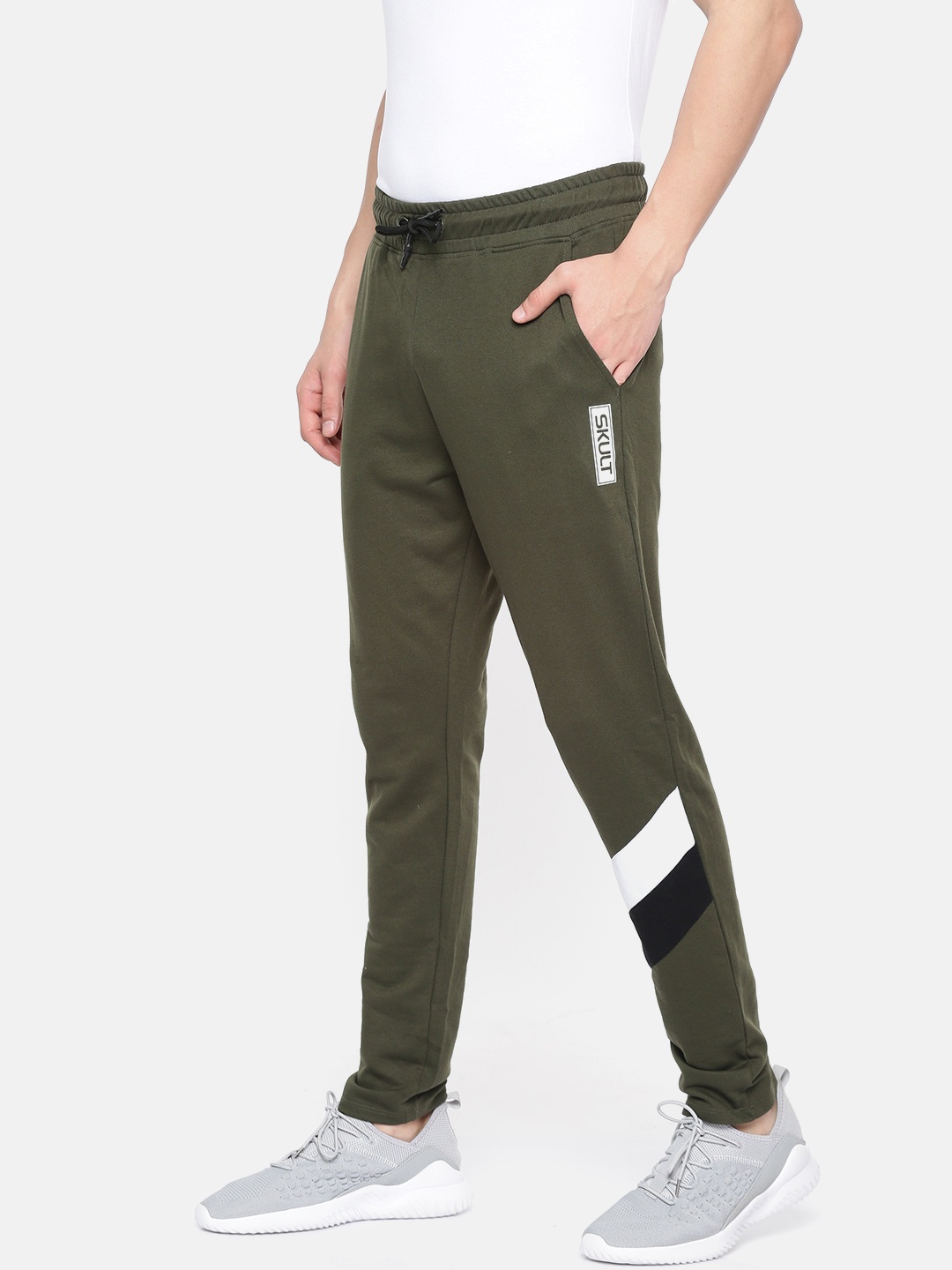 

Skult by Shahid Kapoor Men Olive Green Solid Track pants