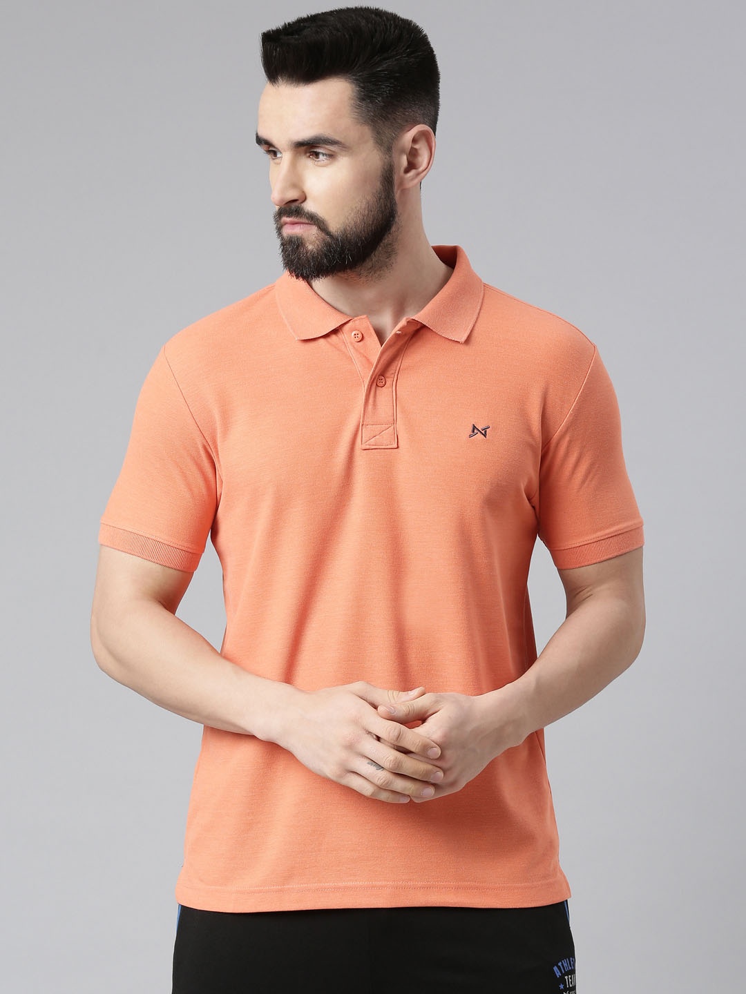 

Force NXT Men Solid Polo Collar Super Combed Cotton T-Shirt, Orange