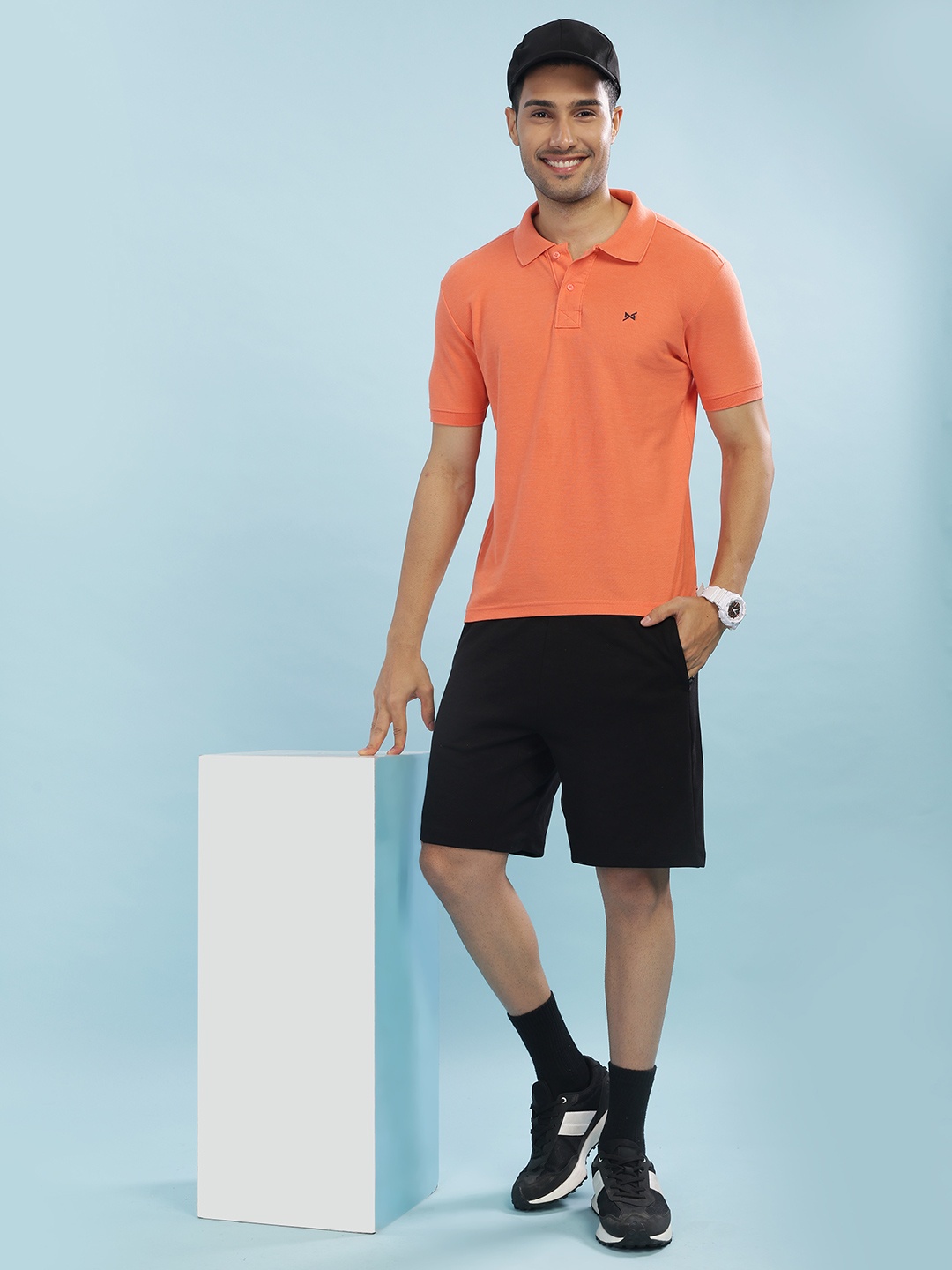 

Force NXT Men Solid Polo Collar Super Combed Cotton T-Shirt, Orange