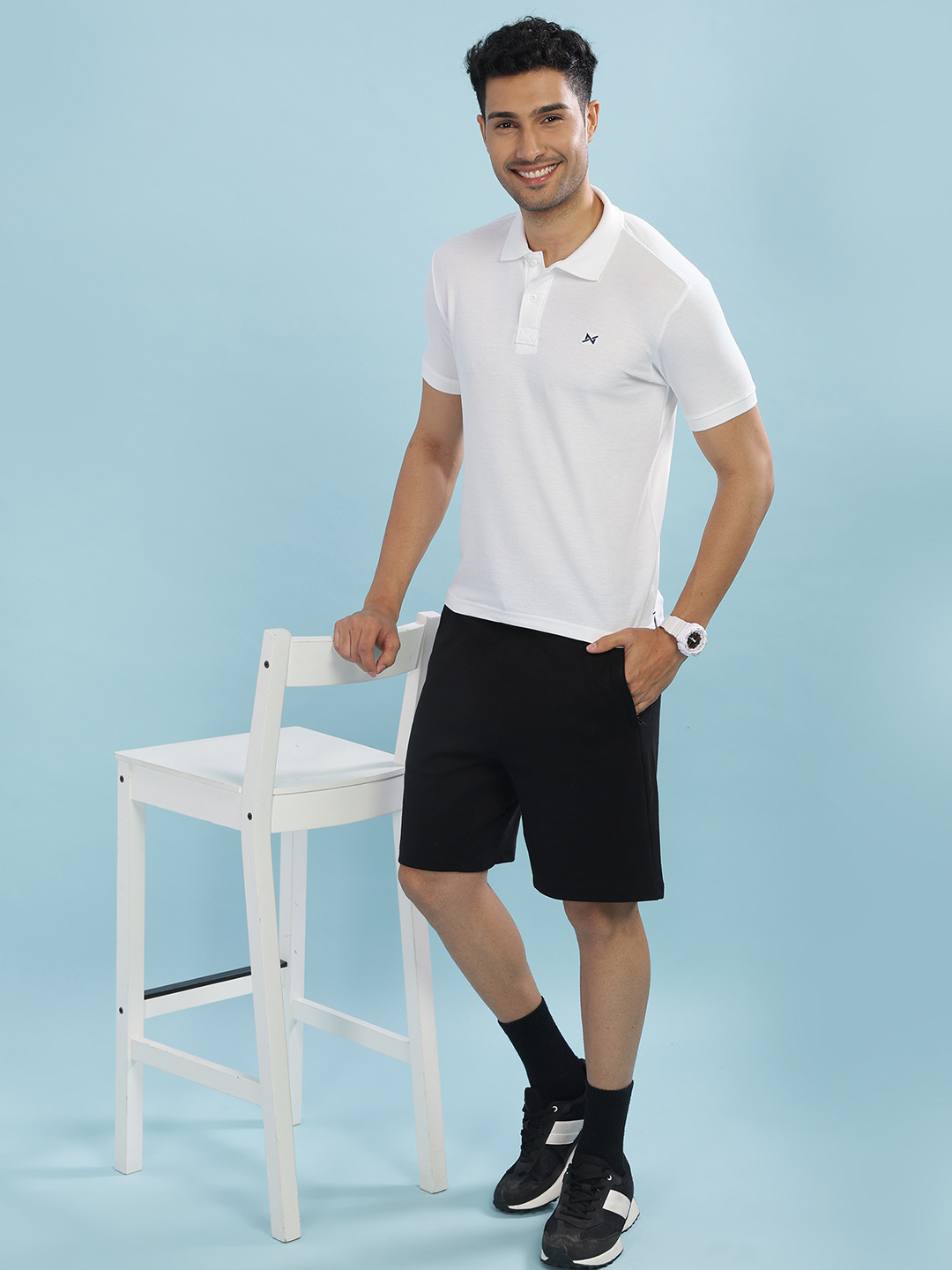 

Force NXT Men Solid Polo Collar Super Combed Cotton T-Shirt, White