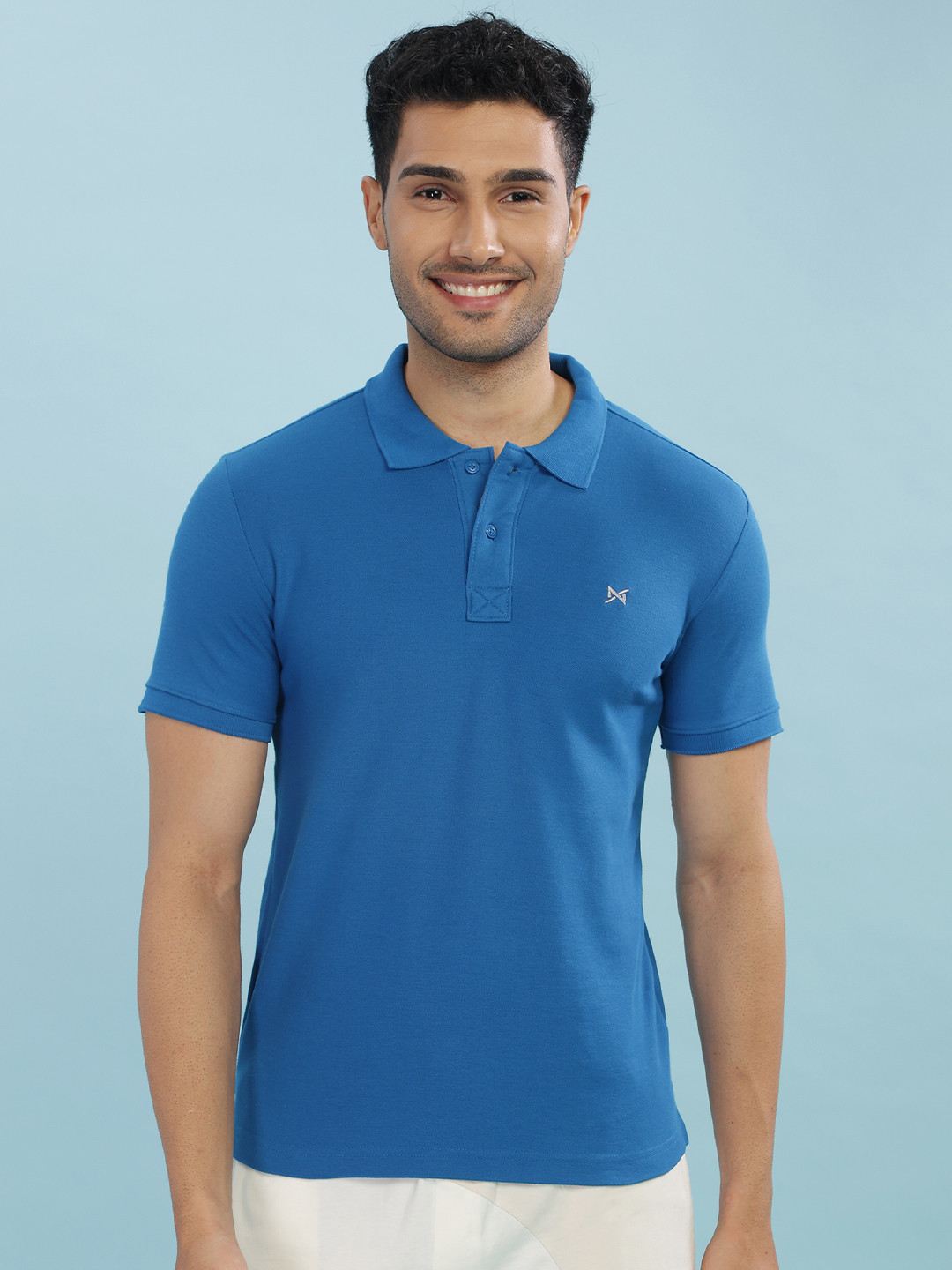 

Force NXT Men Solid Polo Collar Super Combed Cotton T-Shirt, Blue