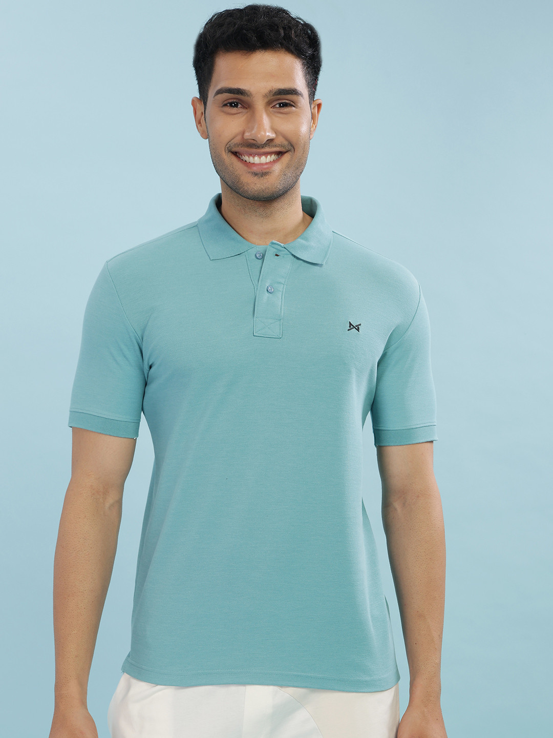 

Force NXT Men Solid Polo Collar Super Combed Cotton T-shirt, Blue