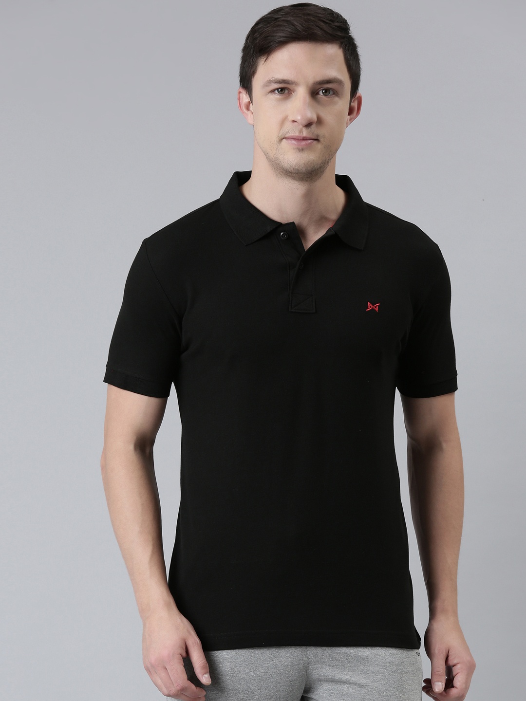 

Force NXT Men Polo Collar Super Combed Cotton T-Shirt, Black