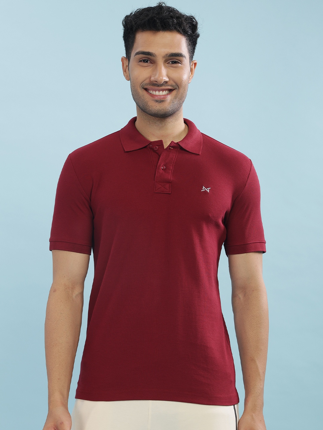 

Force NXT Men Solid Polo Collar Super Combed Cotton T-shirt, Maroon