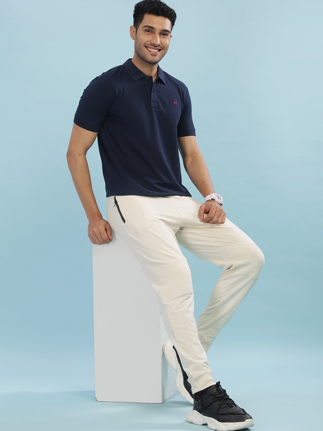 

Force NXT Men Solid Polo Collar Super Combed Cotton T-Shirt, Navy blue