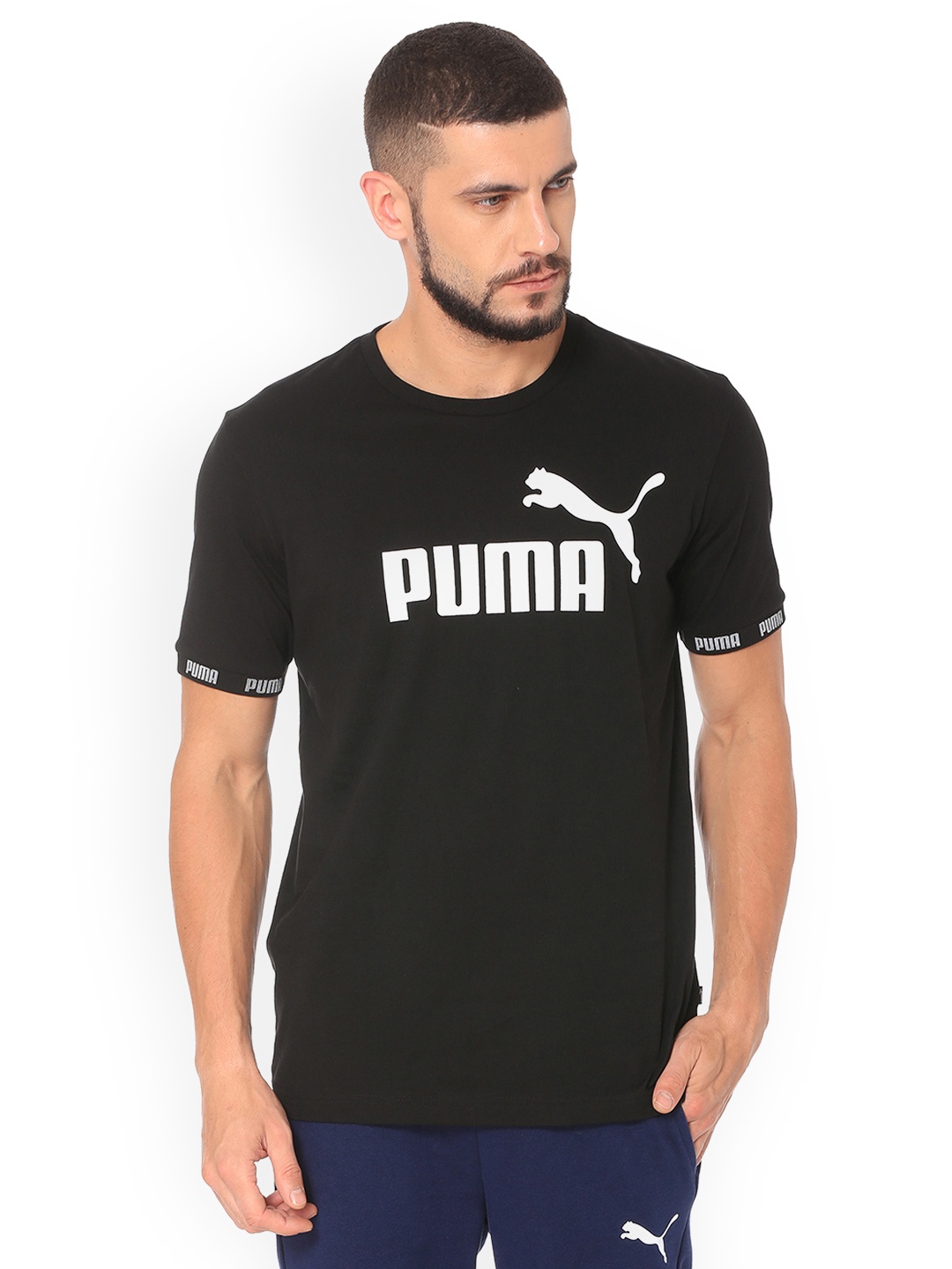 

Puma Men Black Printed Round Neck T-shirt
