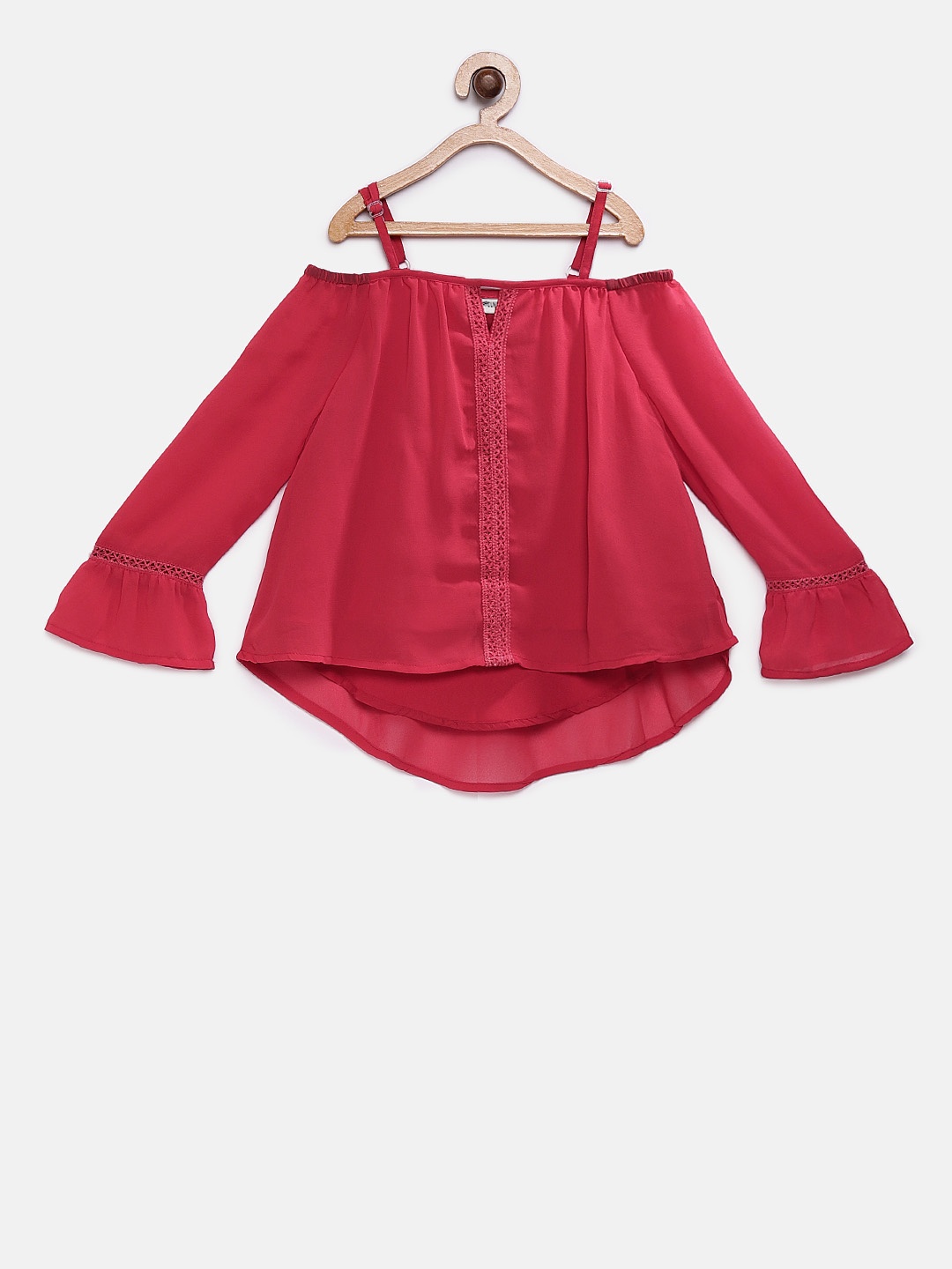 

Superyoung Girls Coral Red Solid Top