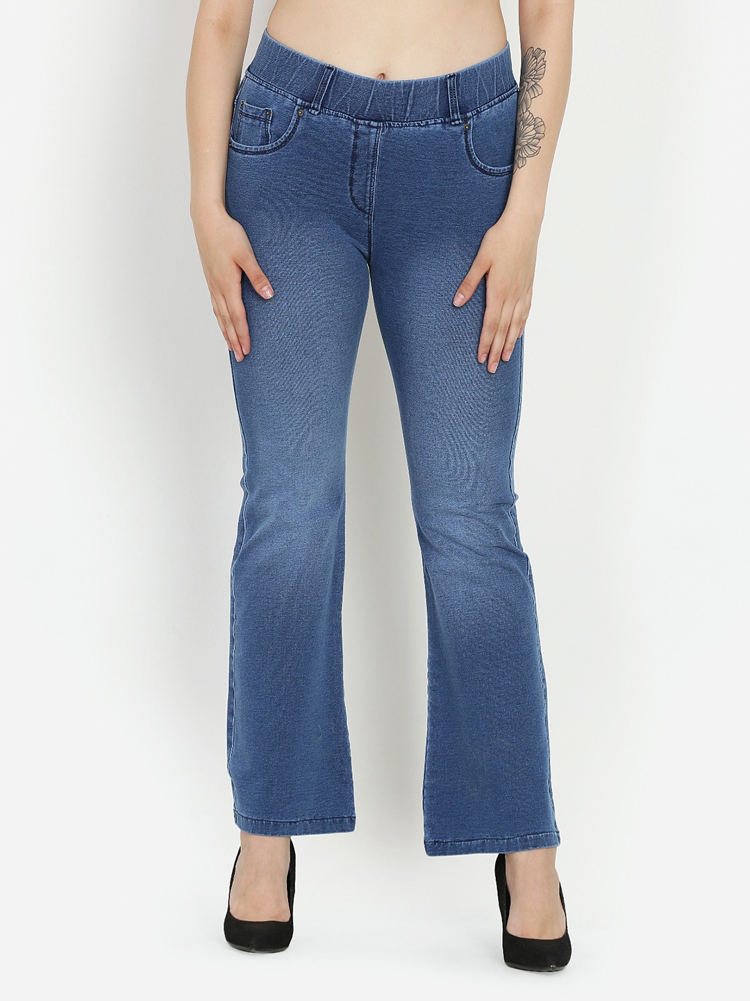 

Westwood Women Blue Relaxed Loose Fit Faded Bootcut Denim Trousers