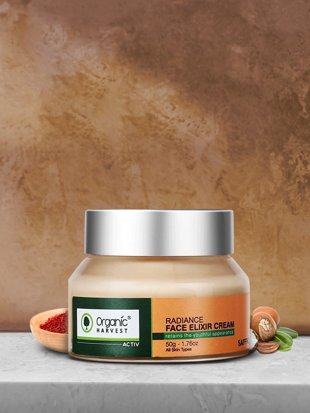 

Organic Harvest Radiance Face Elixir Cream with Saffron & Shea Butter - 50g, Orange