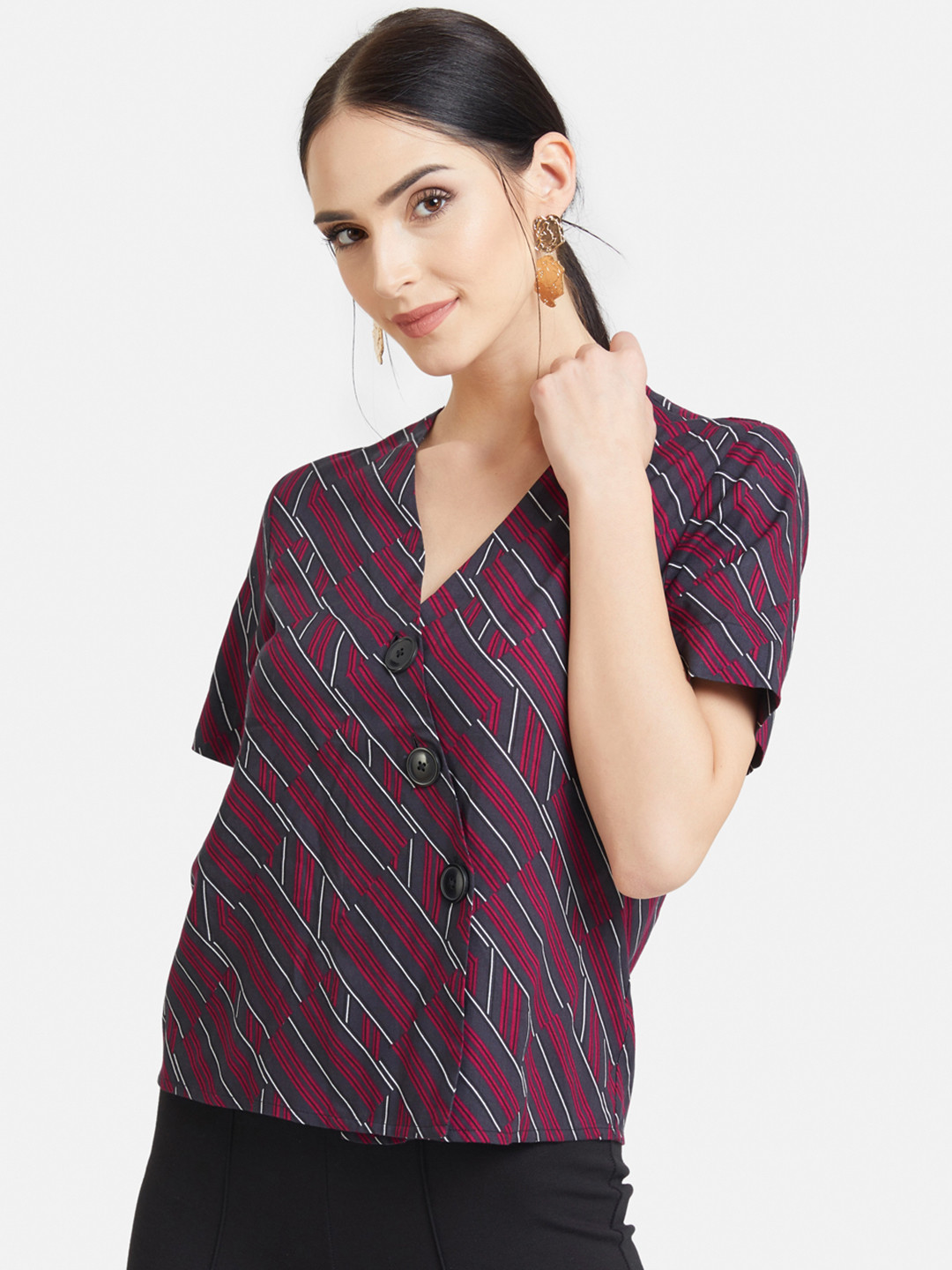 

Kazo Women Blue & Pink Printed Wrap Top